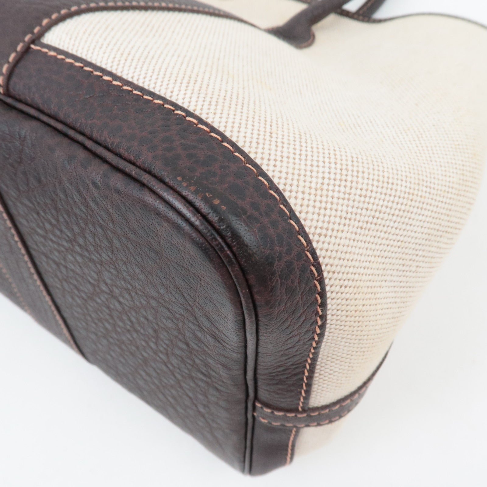 HERMES Garden Party PM Tote Bag □G Stamp (2003) Canvas Leather Natural Brown