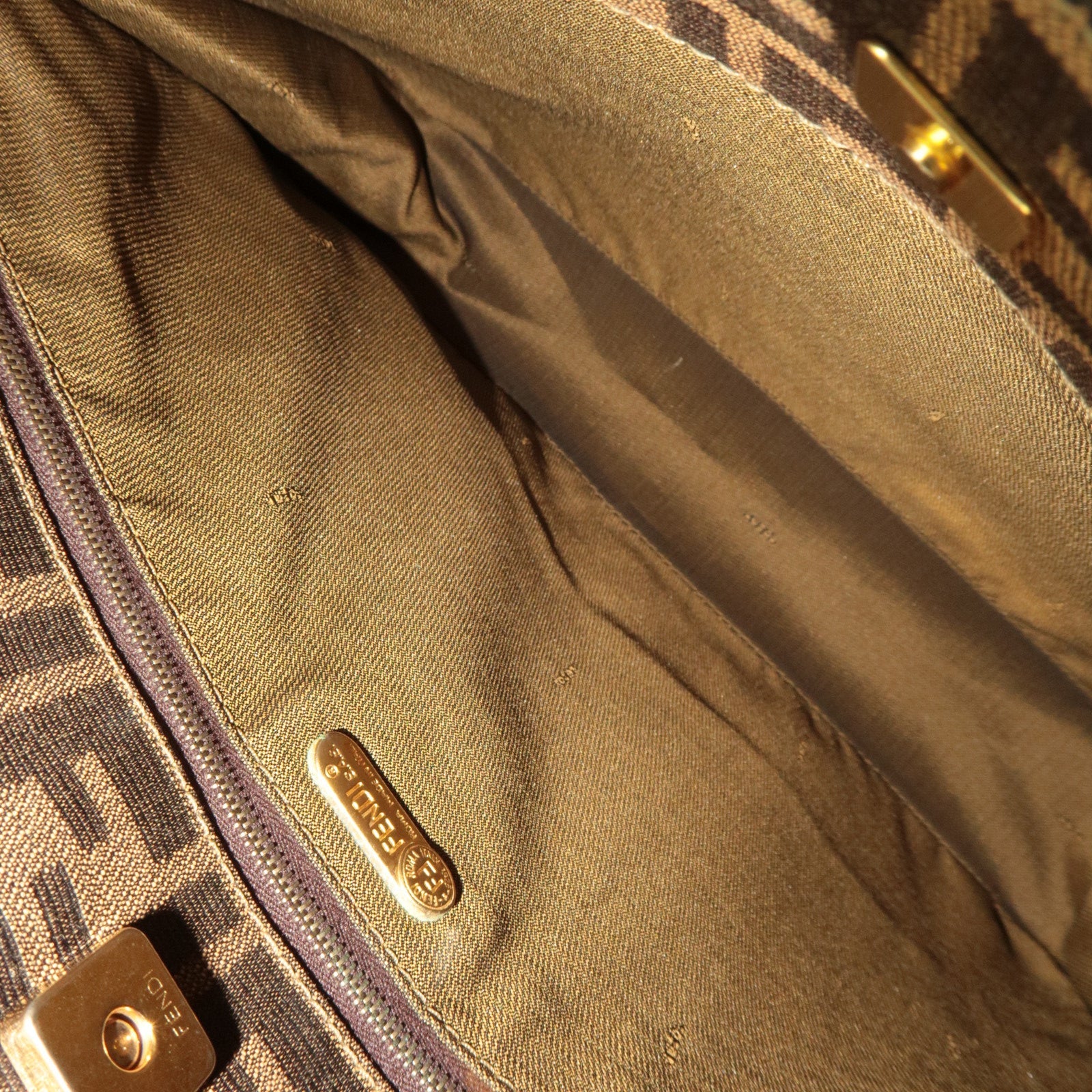 FENDI Zucca Shoulder Bag Canvas Leather Brown Black *Dust bag