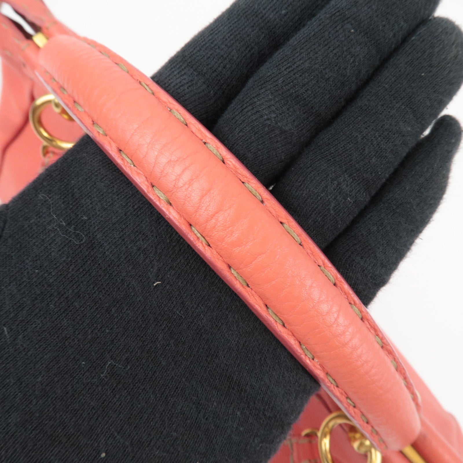 FENDI Selleria Peekaboo Large 2Way Shoulder Bag Leather Pink Gold HDW 8BN210 *Strap