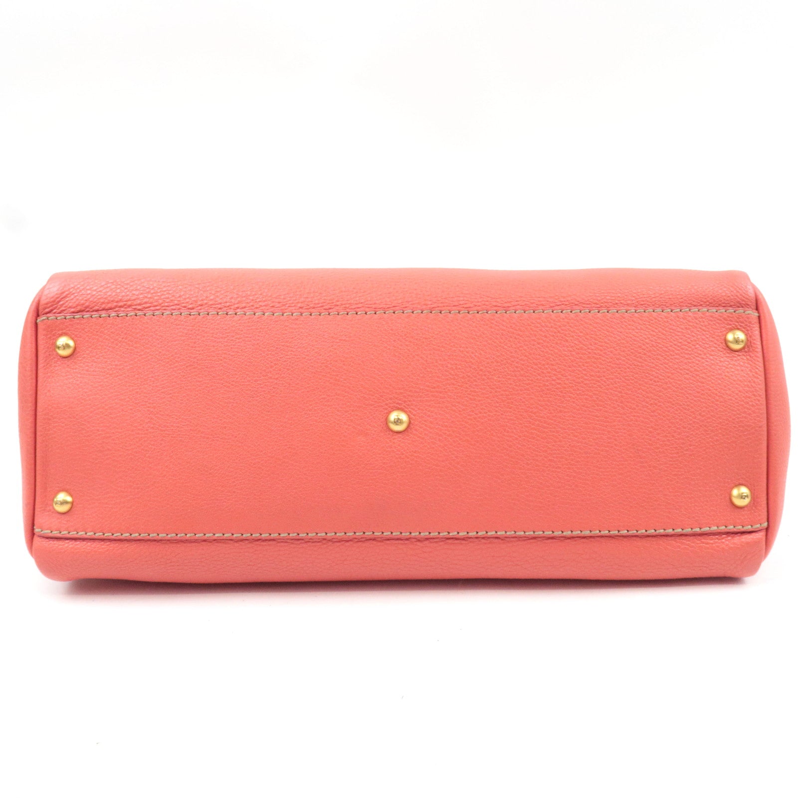 FENDI Selleria Peekaboo Large 2Way Shoulder Bag Leather Pink Gold HDW 8BN210 *Strap