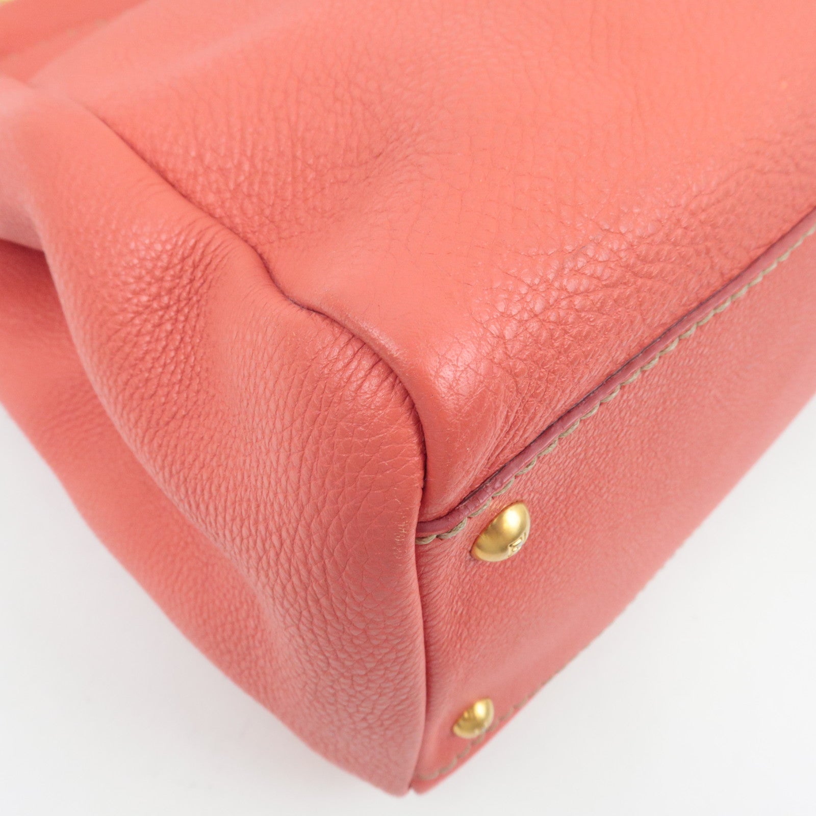 FENDI Selleria Peekaboo Large 2Way Shoulder Bag Leather Pink Gold HDW 8BN210 *Strap