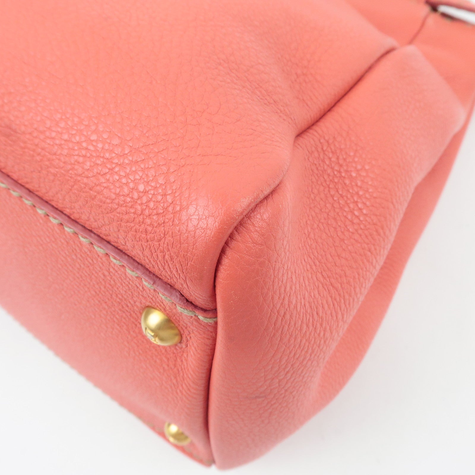 FENDI Selleria Peekaboo Large 2Way Shoulder Bag Leather Pink Gold HDW 8BN210 *Strap