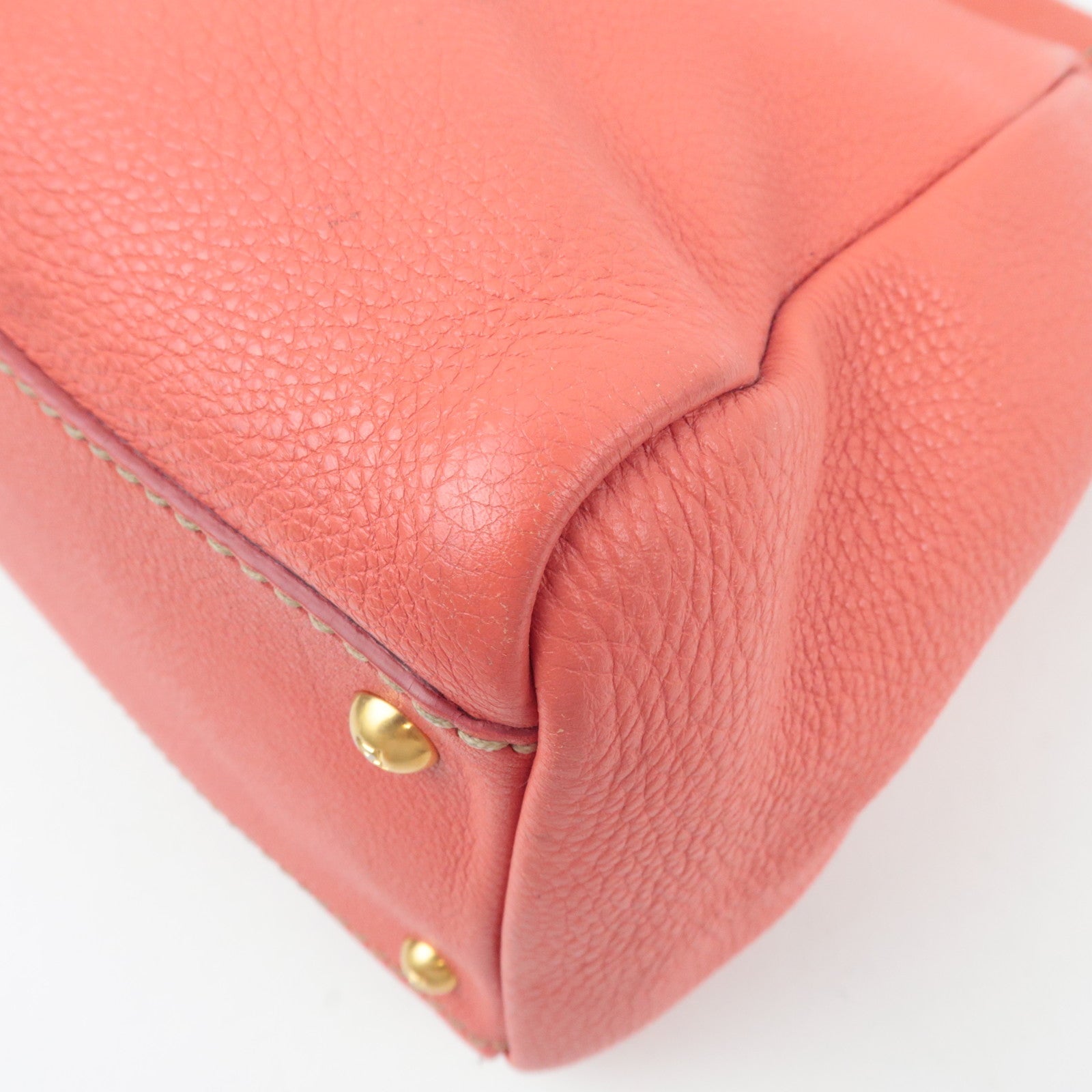 FENDI Selleria Peekaboo Large 2Way Shoulder Bag Leather Pink Gold HDW 8BN210 *Strap