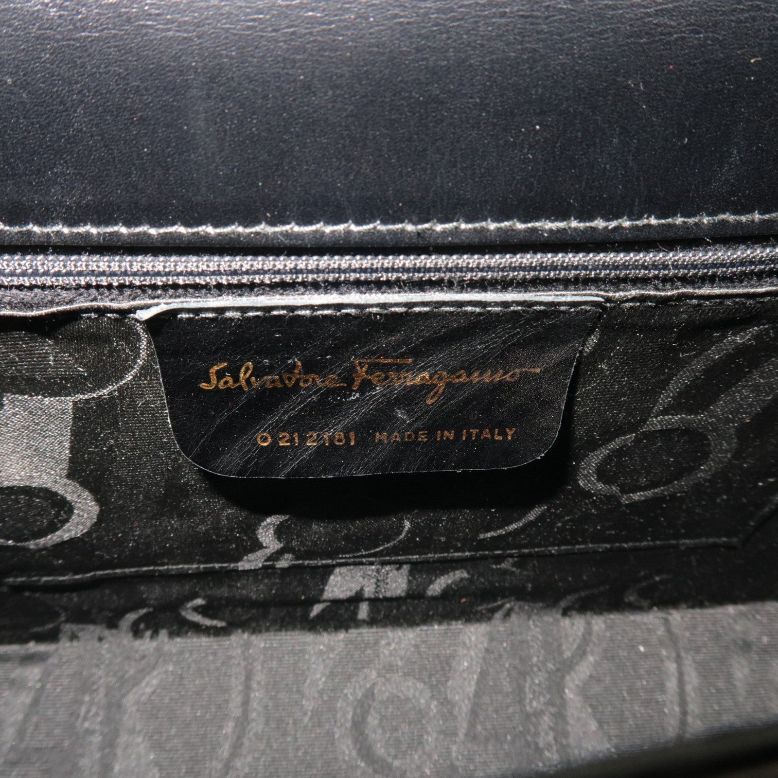 Ferragamo Gancini 2Way Handbag Leather Black Gold HDW *Strap