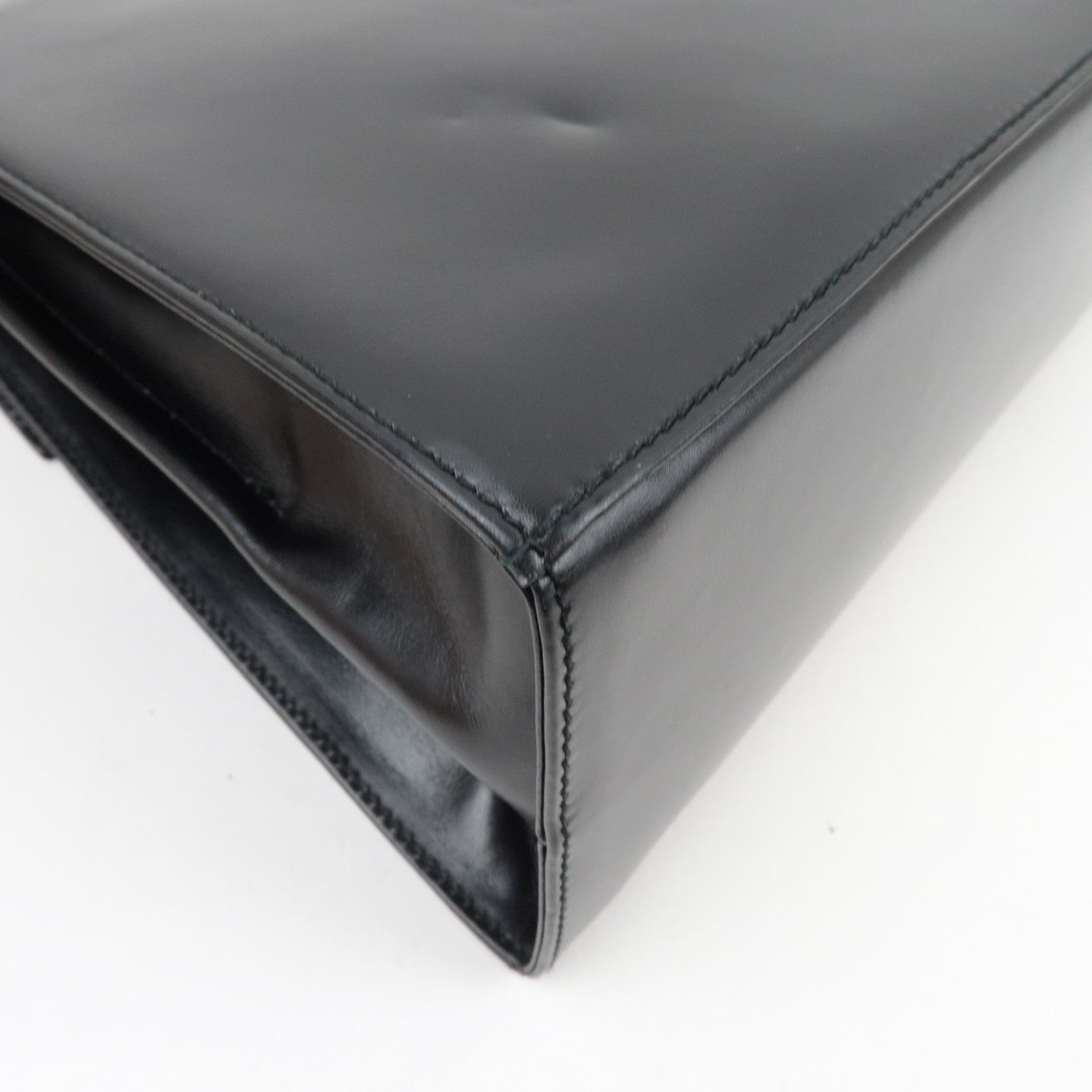 Ferragamo Gancini 2Way Handbag Leather Black Gold HDW *Strap