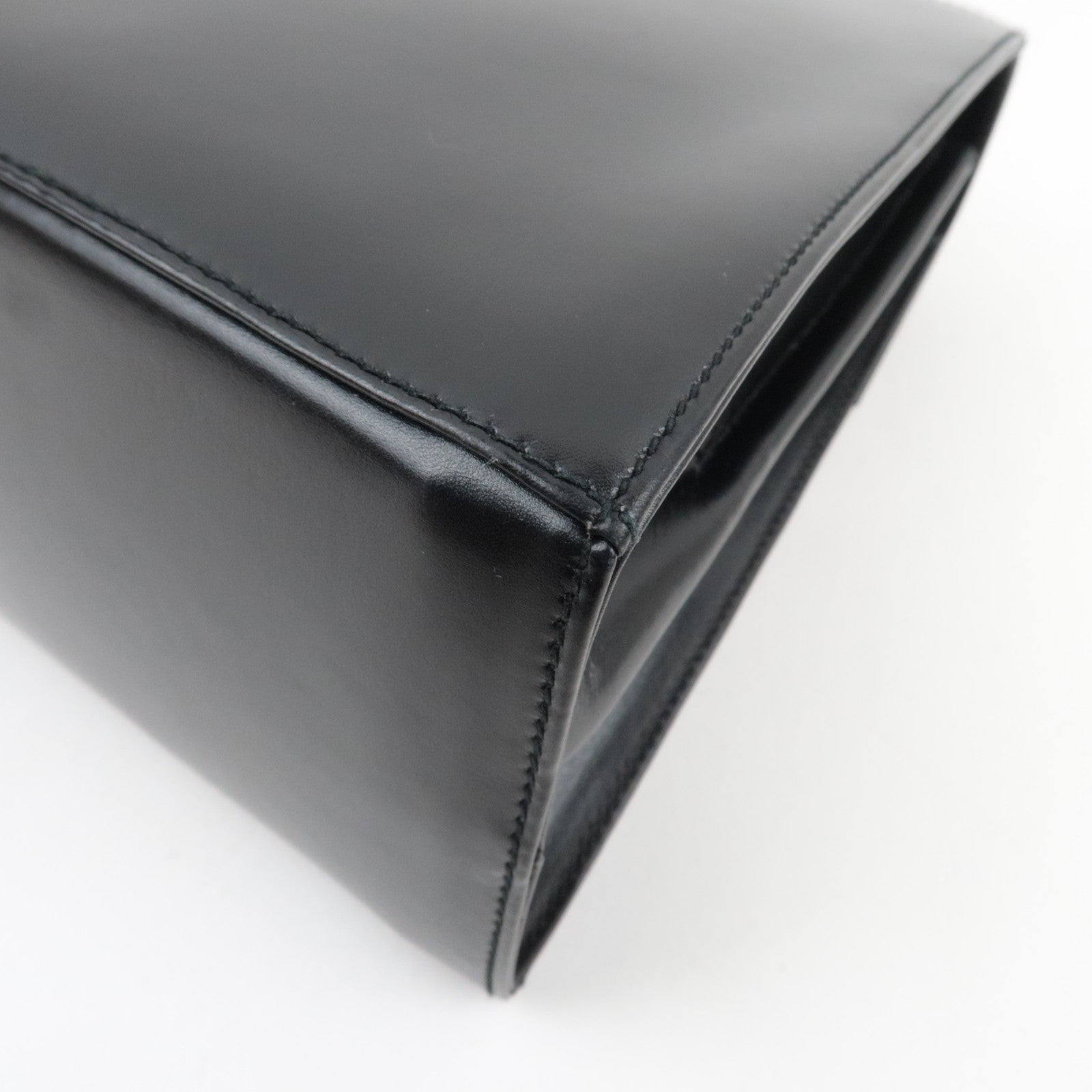 Ferragamo Gancini 2Way Handbag Leather Black Gold HDW *Strap