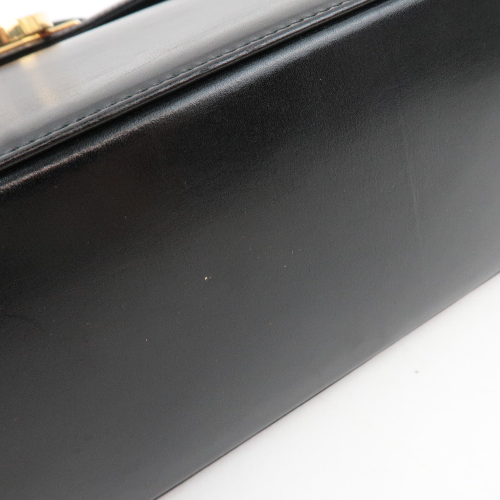 Ferragamo Gancini 2Way Handbag Leather Black Gold HDW *Strap