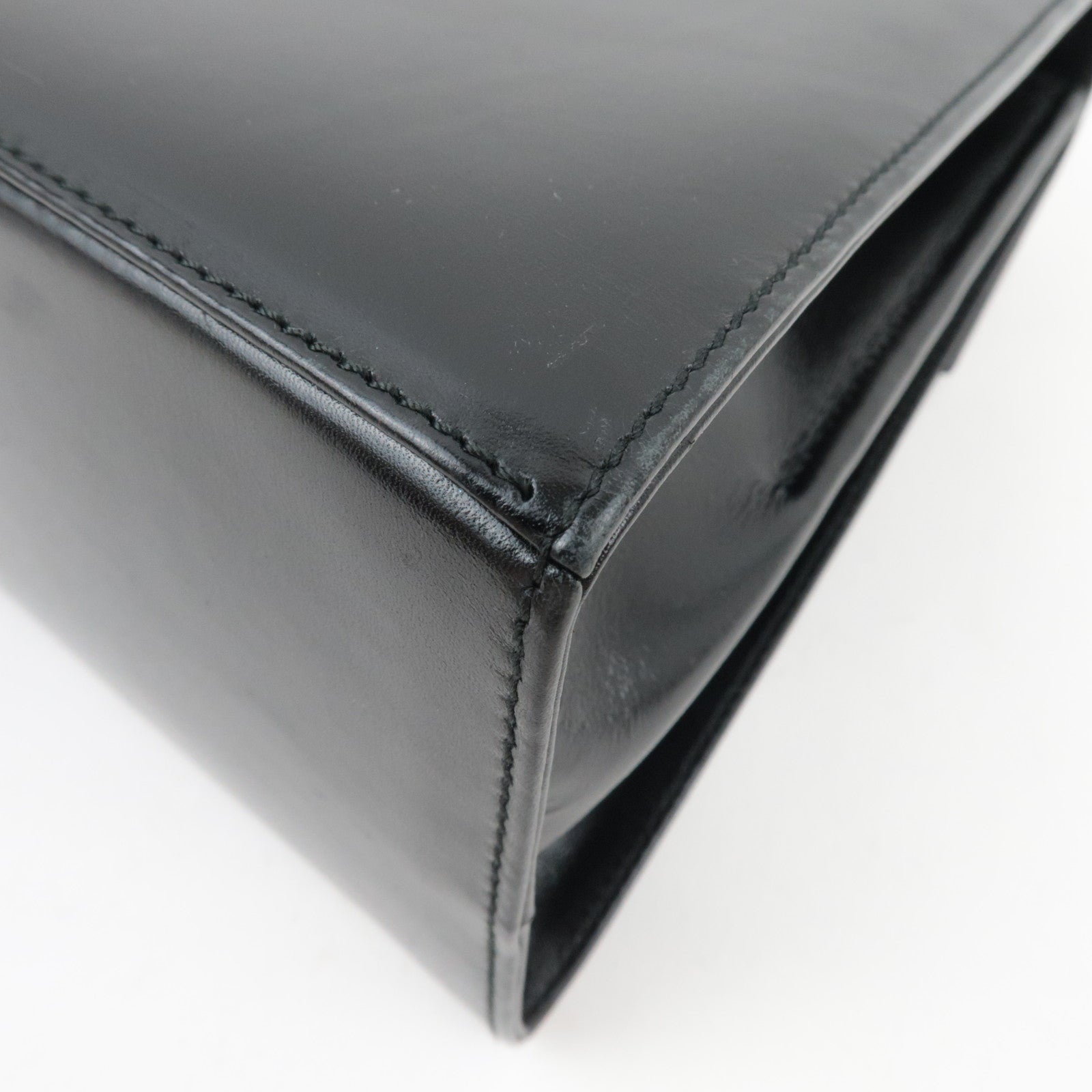 Ferragamo Gancini 2Way Handbag Leather Black Gold HDW *Strap