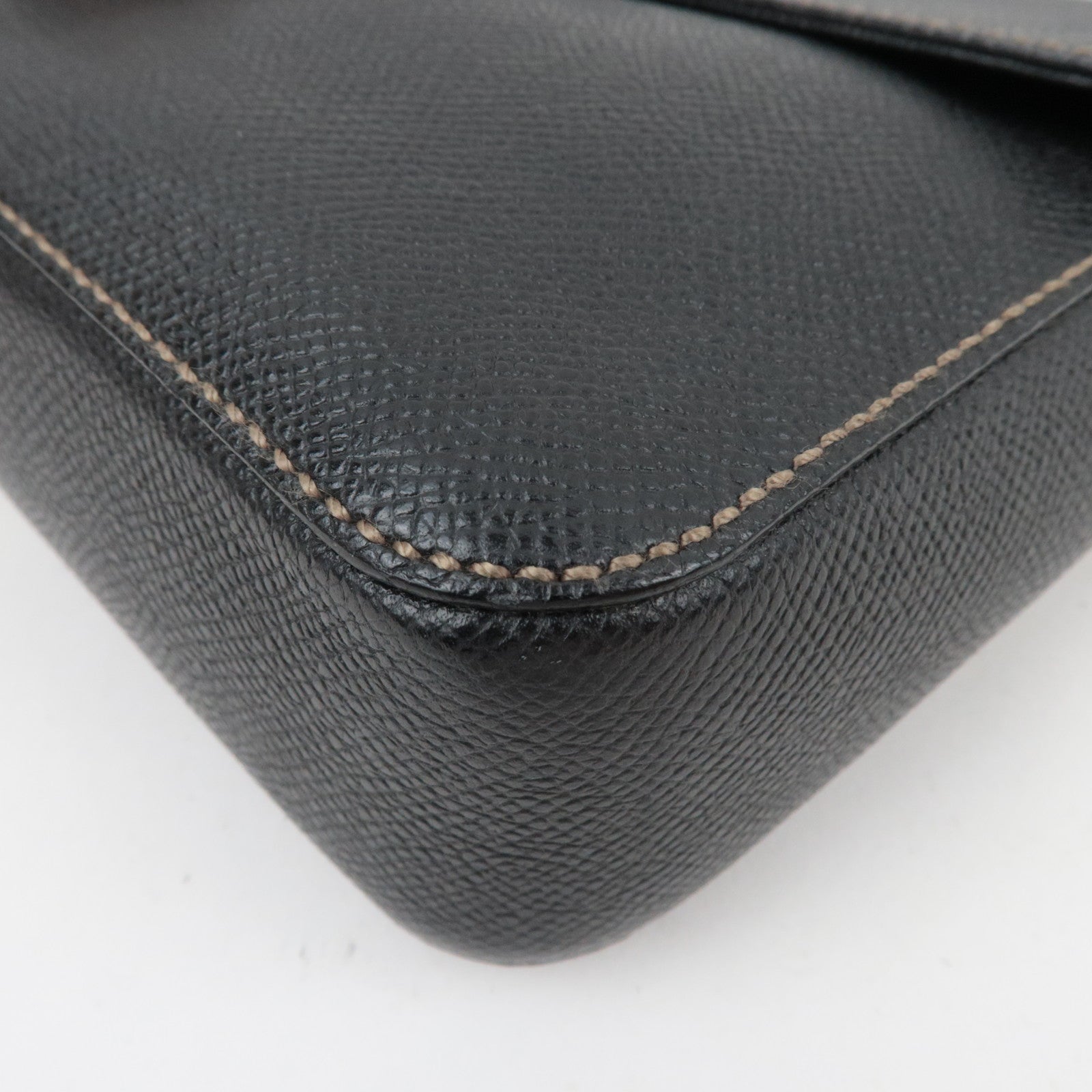 Ferragamo Gancini Shoulder Bag Leather Black Silver HDW