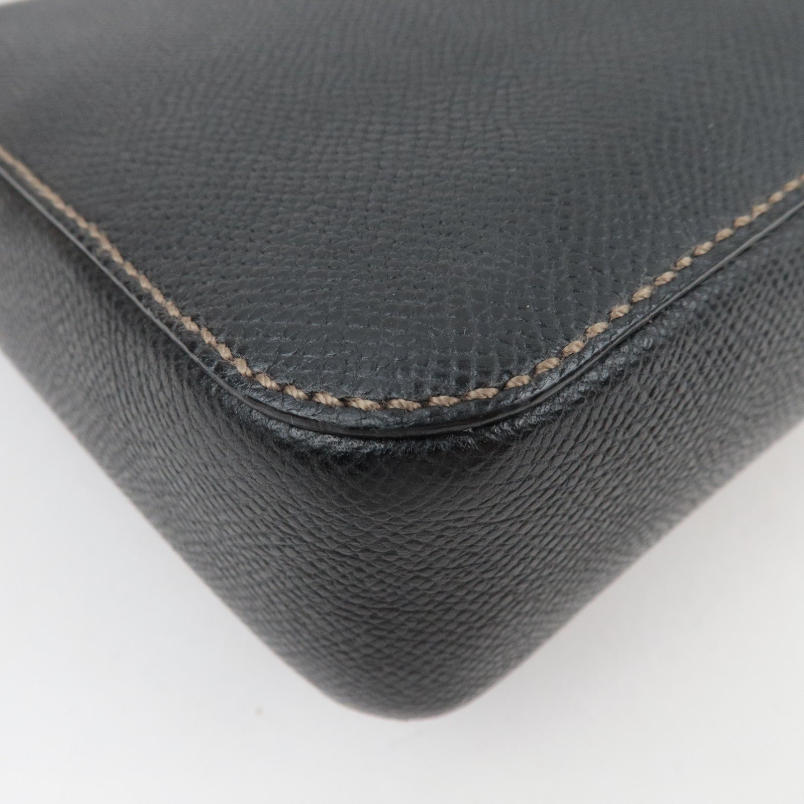 Ferragamo Gancini Shoulder Bag Leather Black Silver HDW