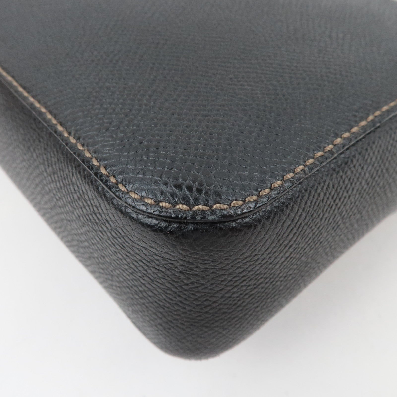 Ferragamo Gancini Shoulder Bag Leather Black Silver HDW