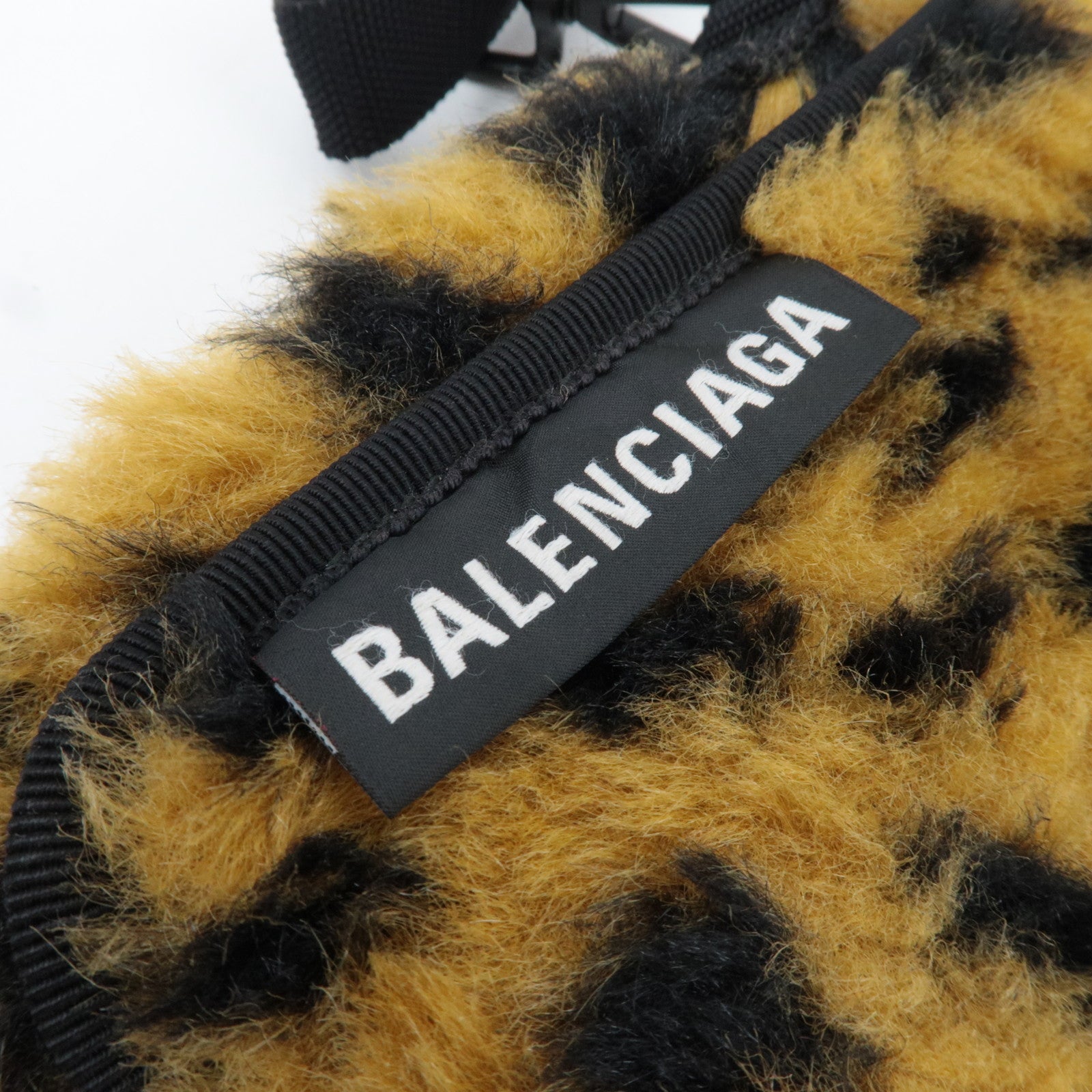 BALENCIAGA Explorer Leopard Shoulder Bag Fur Nylon 593329