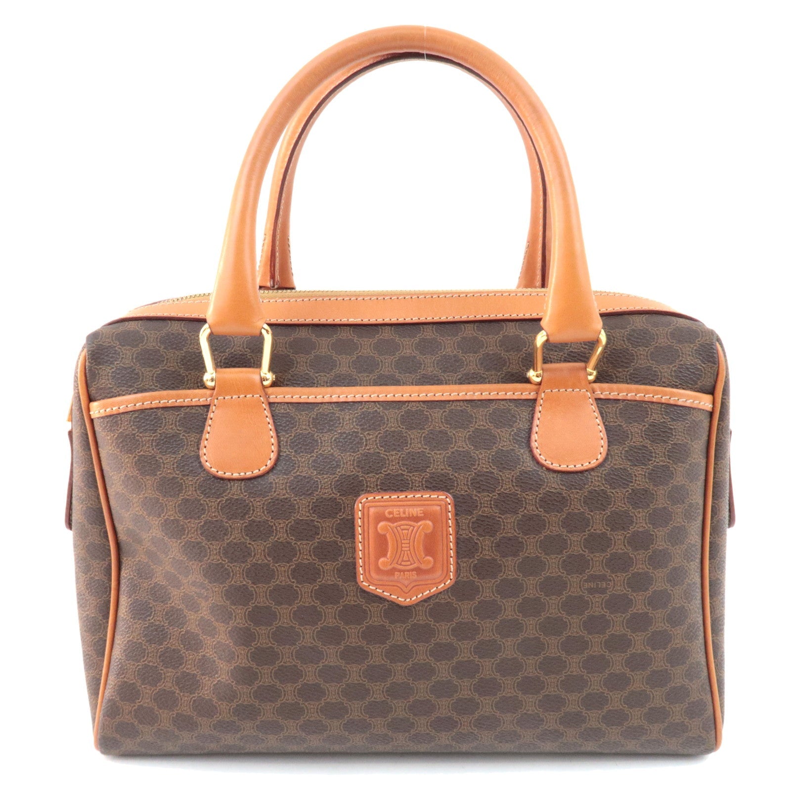 CELINE Macadam Handbag PVC Leather Brown82083