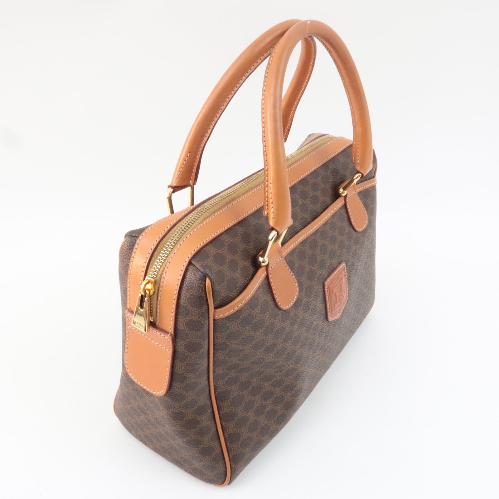 CELINE Macadam Handbag PVC Leather Brown