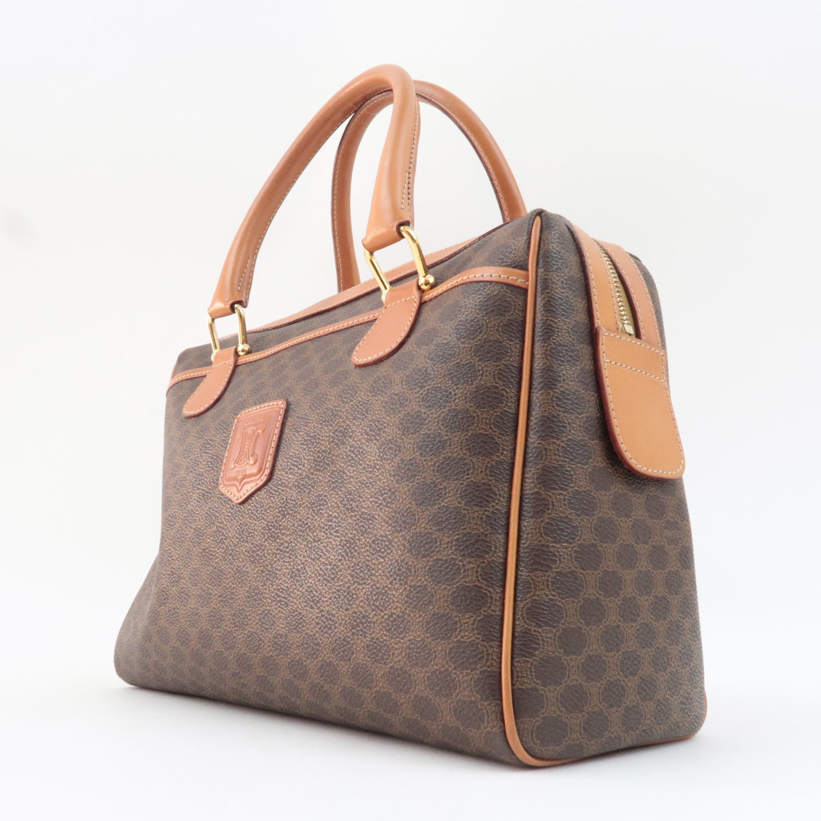 CELINE Macadam Handbag PVC Leather Brown