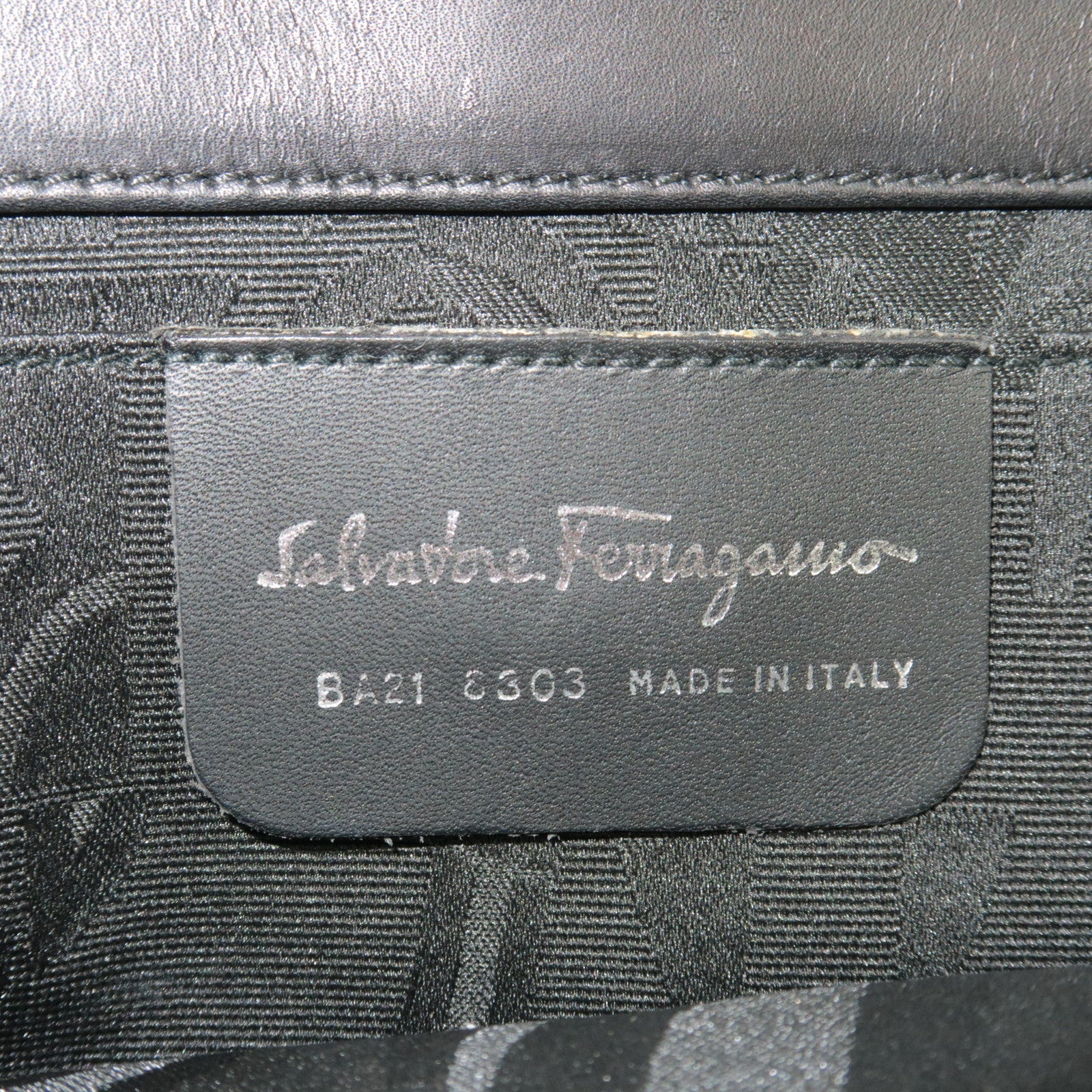 Ferragamo Gancini Tote Bag Leather Black Silver HDW