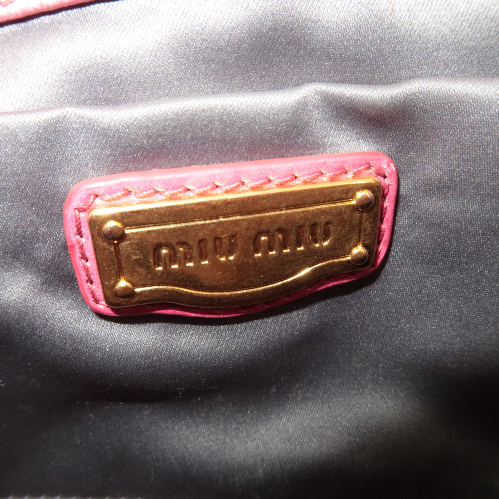 MIU MIU Matelasse 2Way Handbag Leather Pink *Strap, clochette, key