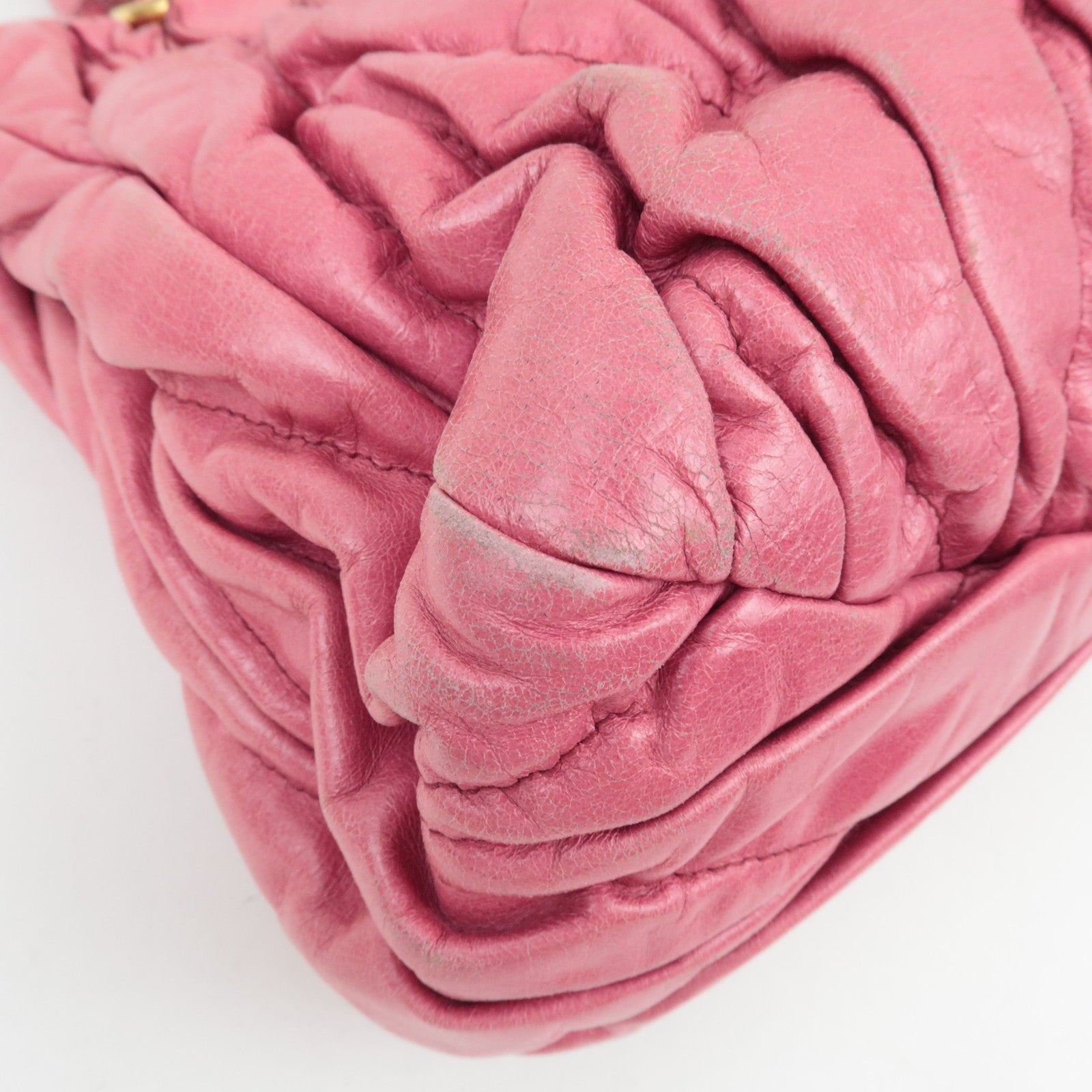 MIU MIU Matelasse 2Way Handbag Leather Pink *Strap, clochette, key