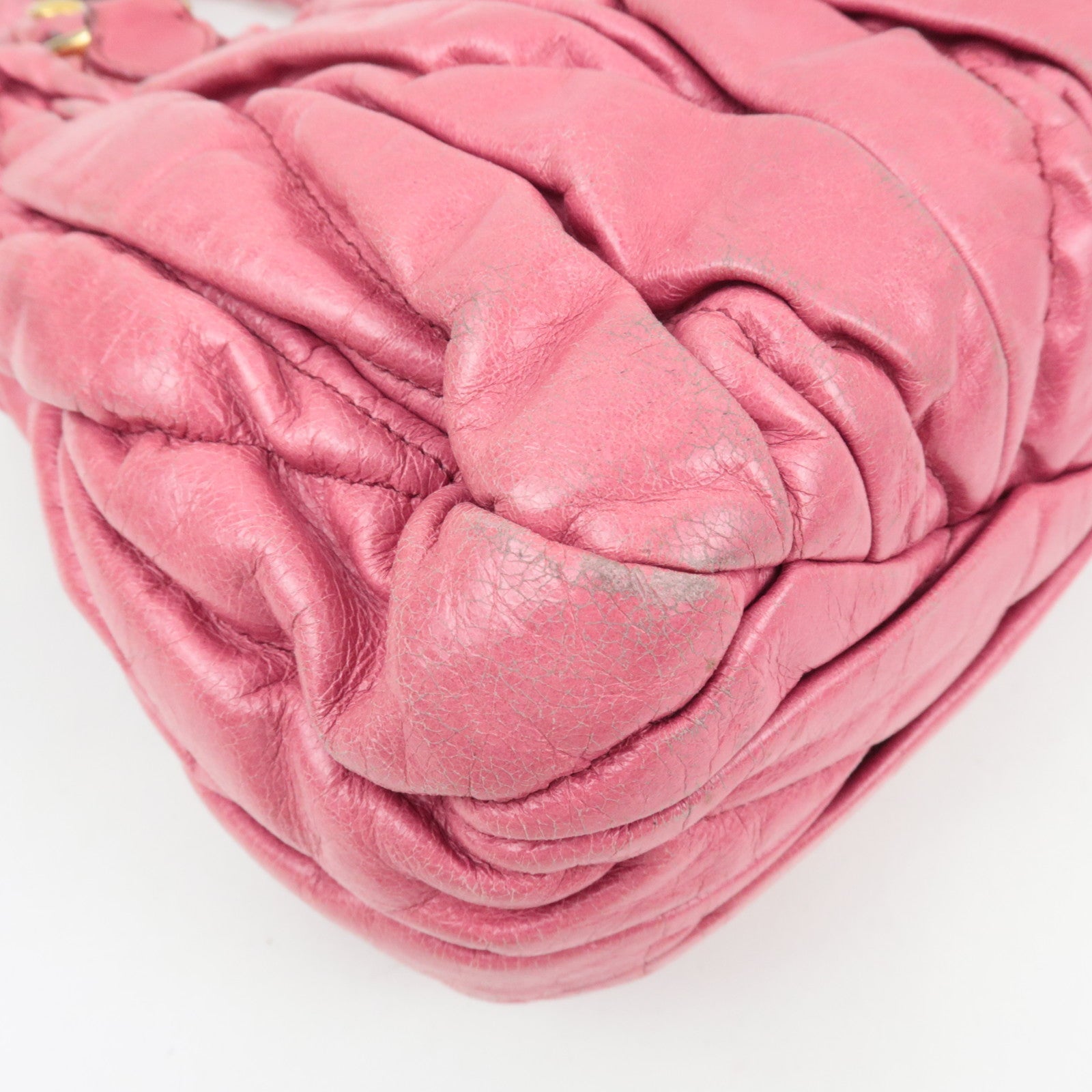 MIU MIU Matelasse 2Way Handbag Leather Pink *Strap, clochette, key