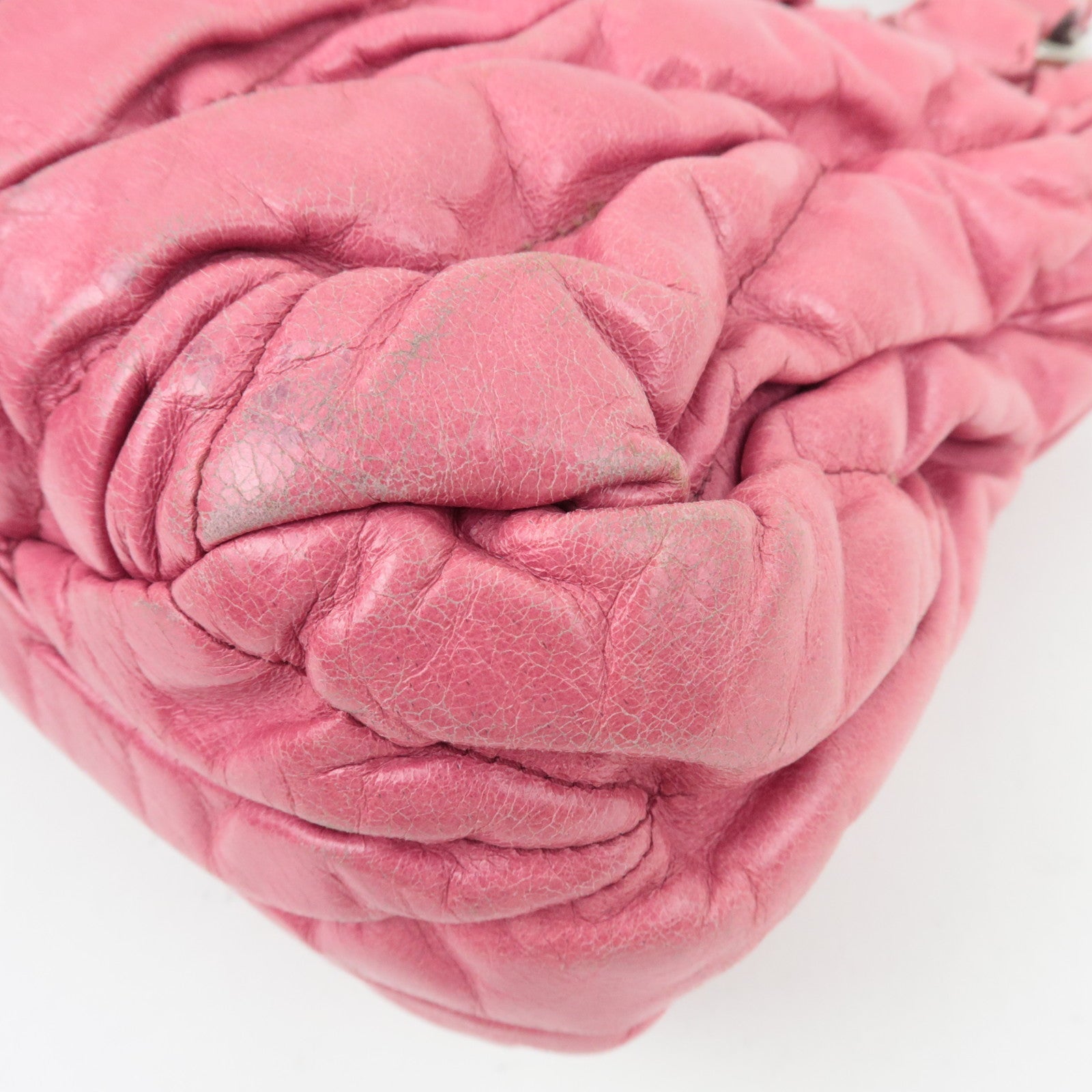 MIU MIU Matelasse 2Way Handbag Leather Pink *Strap, clochette, key