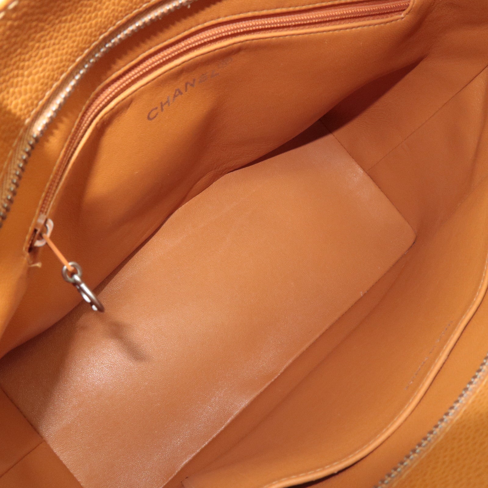 CHANEL Matelasse Medallion Tote Caviarskin Orange Silver HDW A01804 5571867 *G card