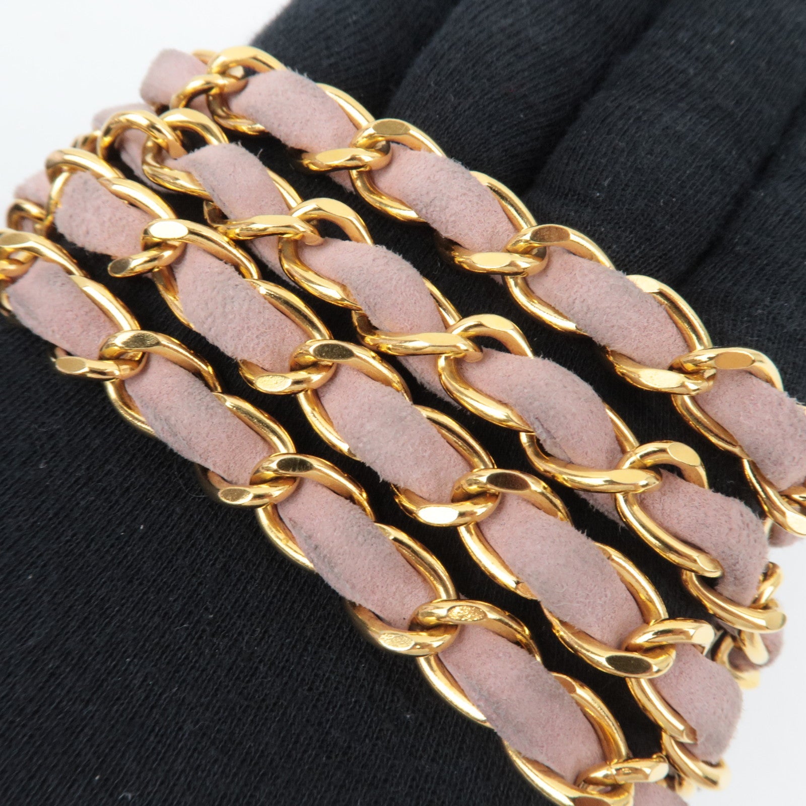 CHANEL Matelasse Fringe Chain Shoulder Bag Suede Pink Gold HDW