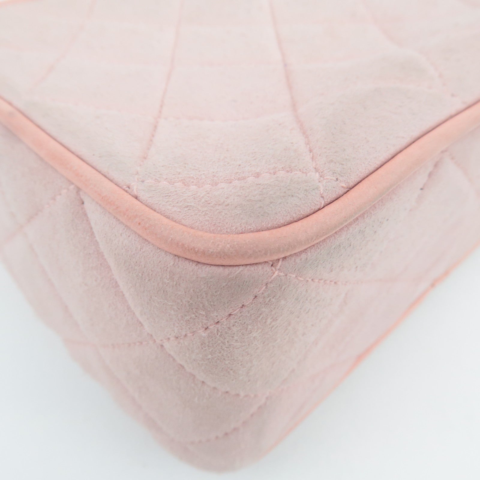 CHANEL Matelasse Fringe Chain Shoulder Bag Suede Pink Gold HDW