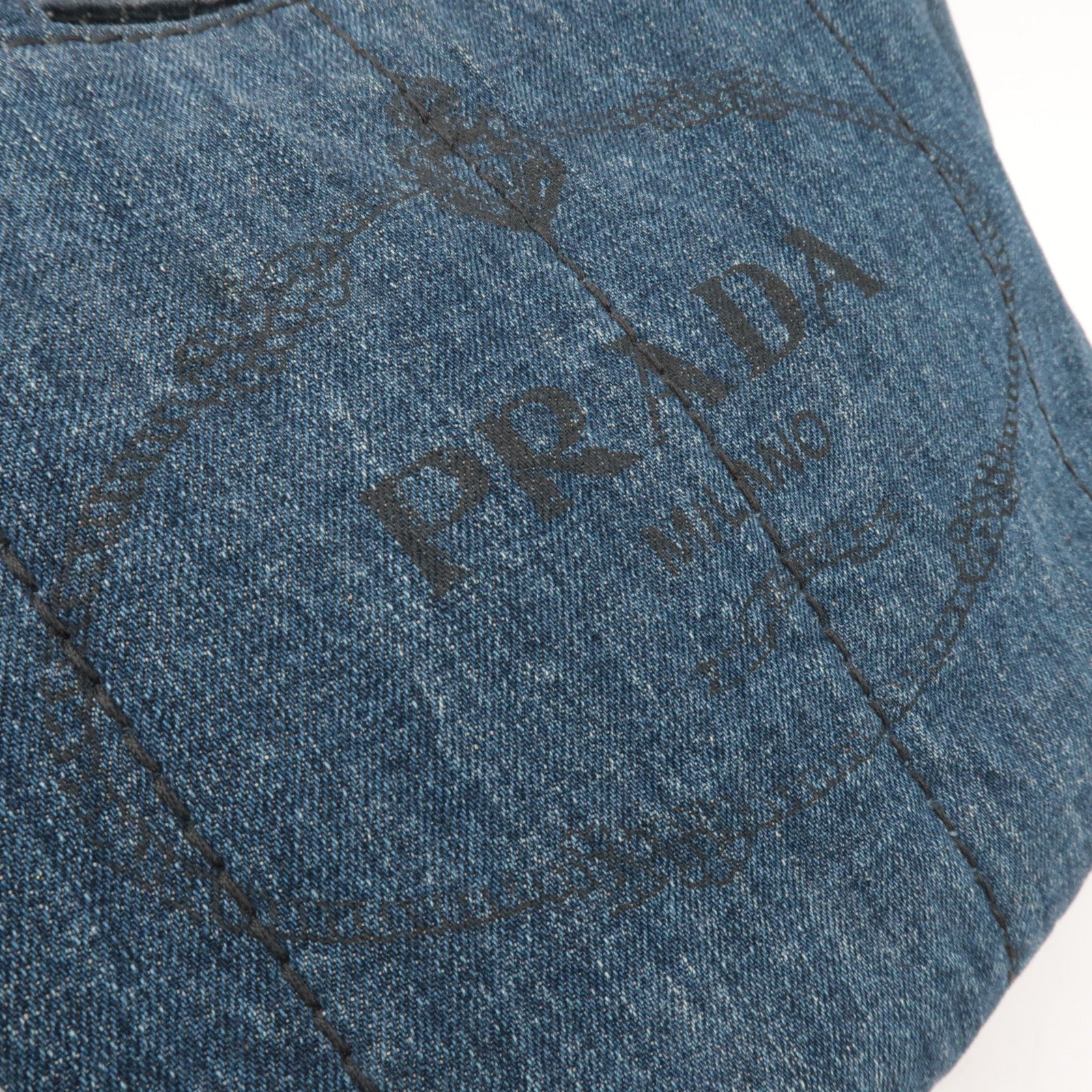 PRADA Canapa Tote Bag Denim Navy B1877B *G card