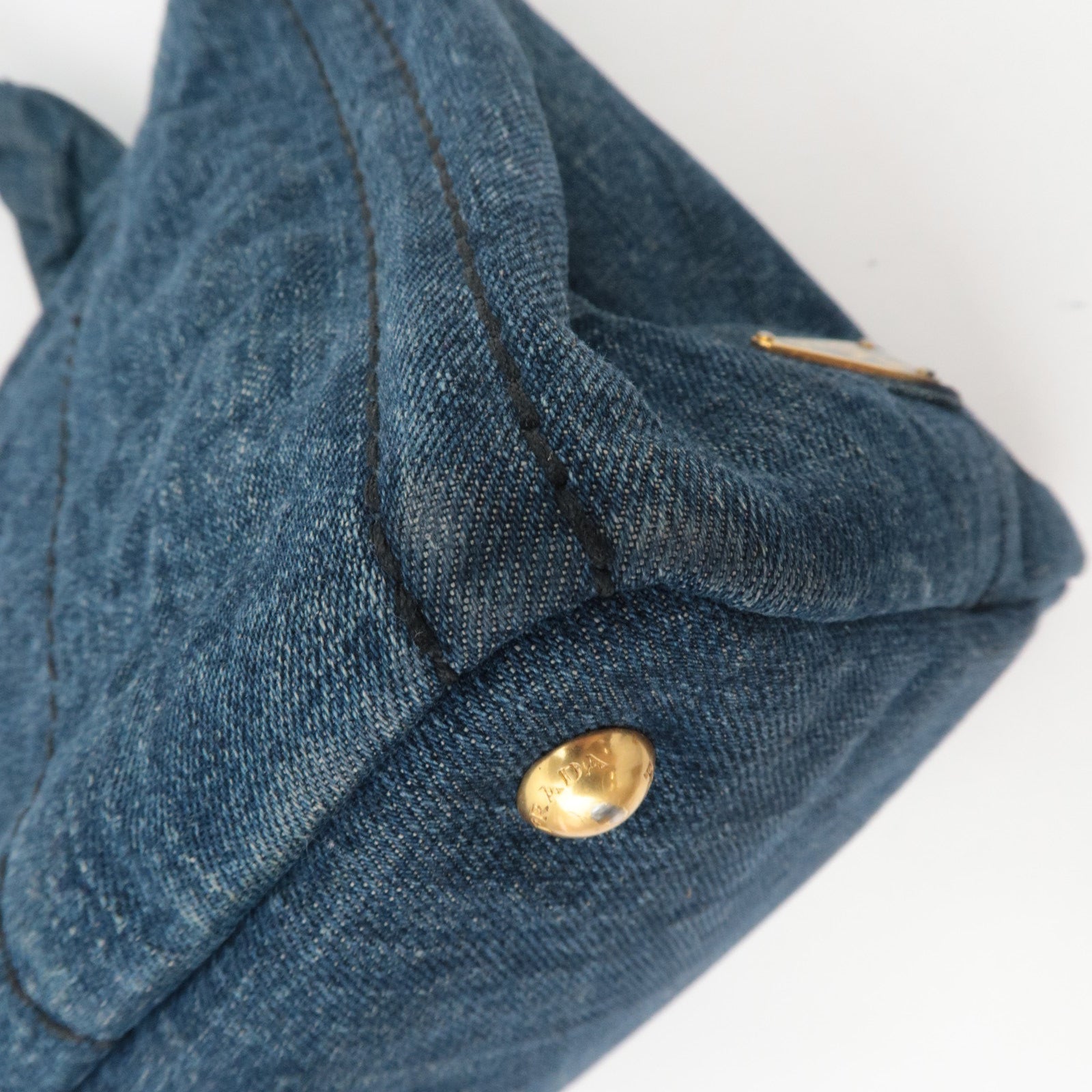 PRADA Canapa Tote Bag Denim Navy B1877B *G card