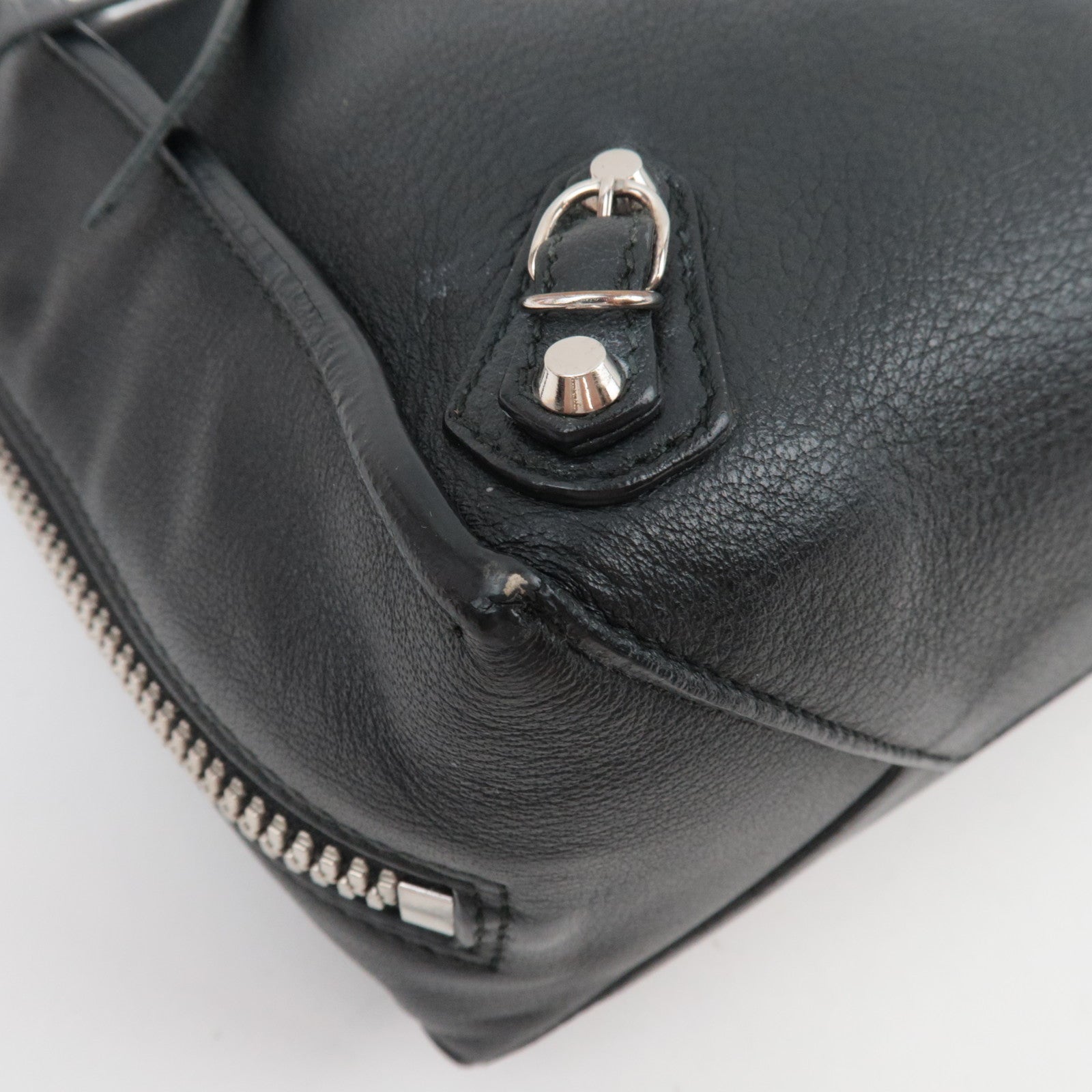 BALENCIAGA Paper A6 Zip-Around 2Way Bag Leather Black Neon Yellow 370926 *Strap