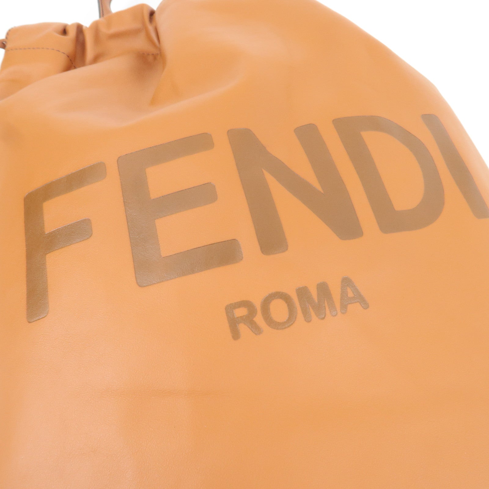 FENDI Logo Backpack Leather Brown 7VZ057