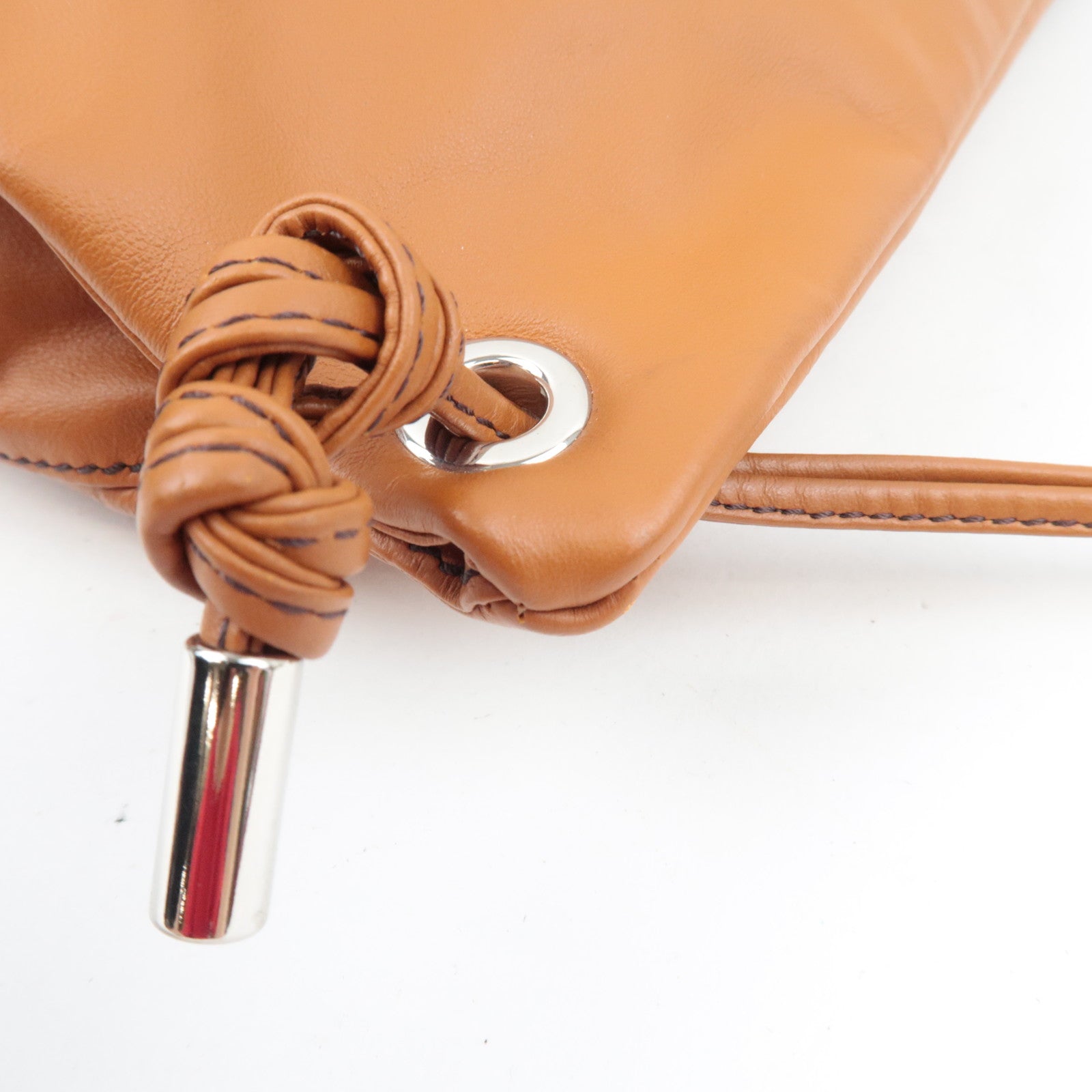 FENDI Logo Backpack Leather Brown 7VZ057