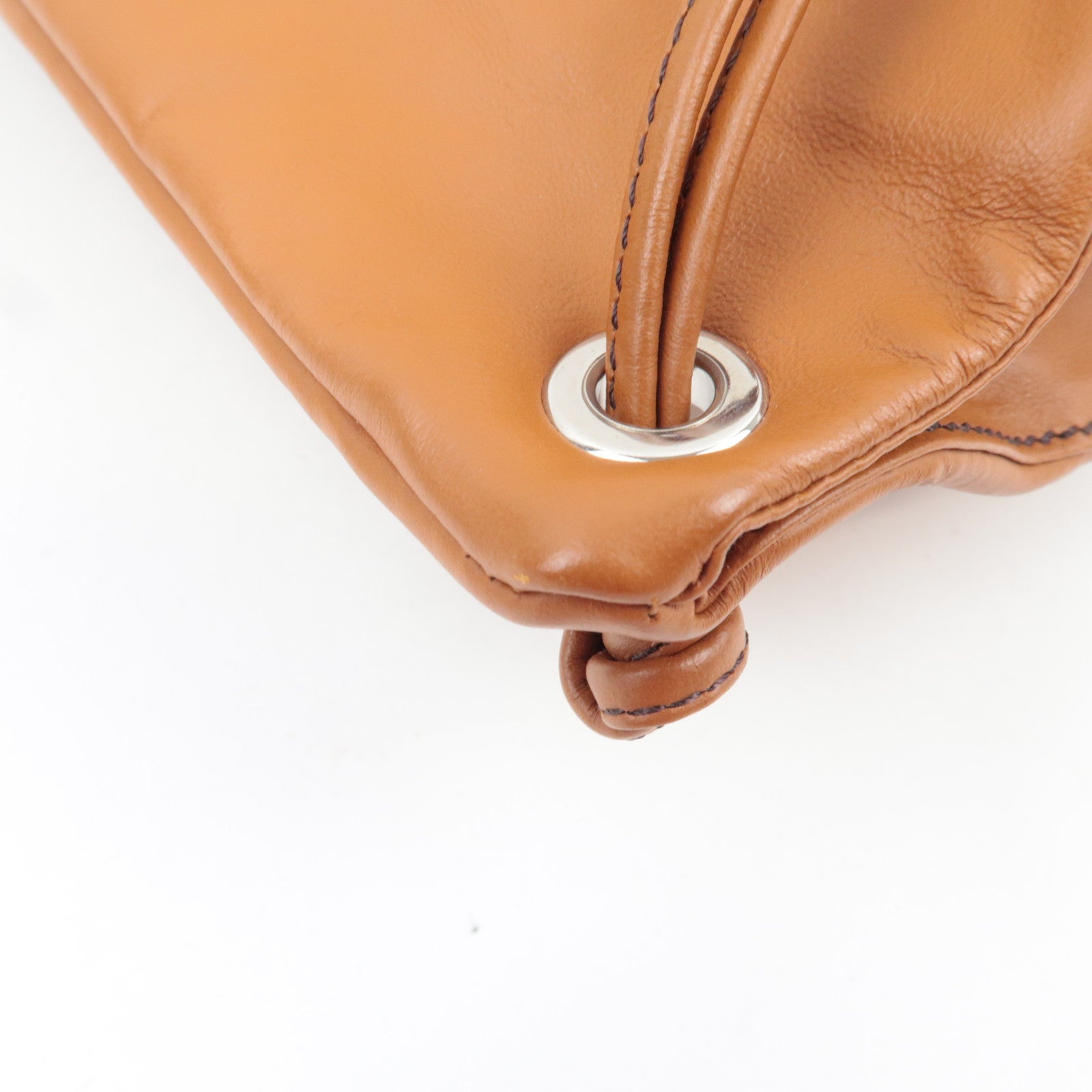 FENDI Logo Backpack Leather Brown 7VZ057