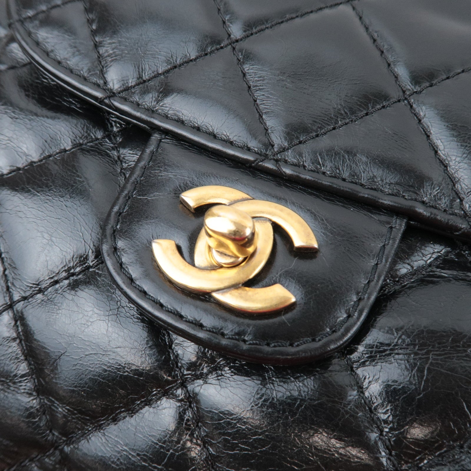 CHANEL Matelasse Chain Tote Bag Leather Black Gold HDW 20449651