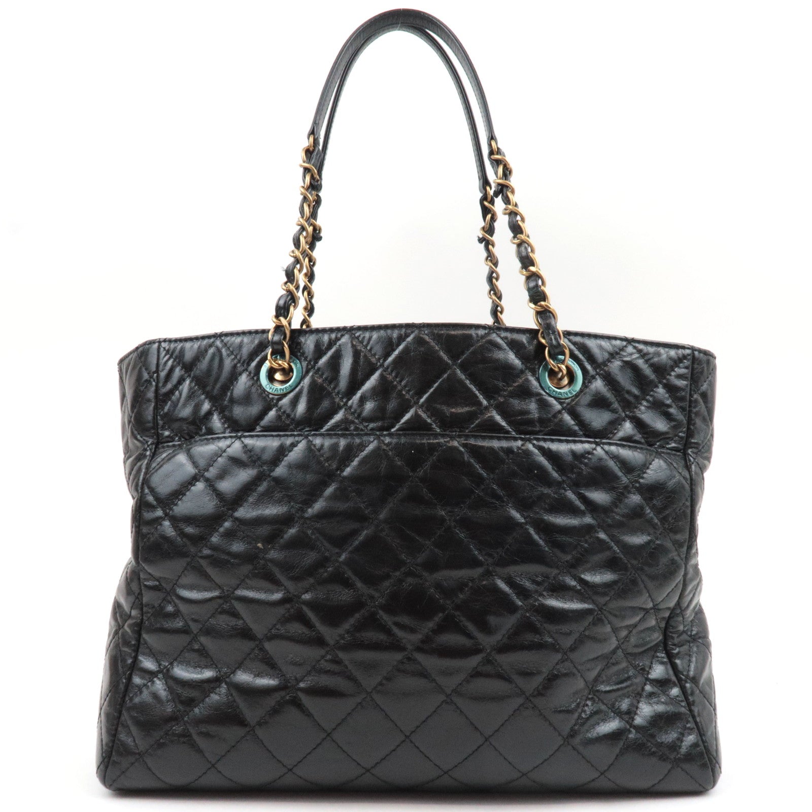 CHANEL Matelasse Chain Tote Bag Leather Black Gold HDW 20449651