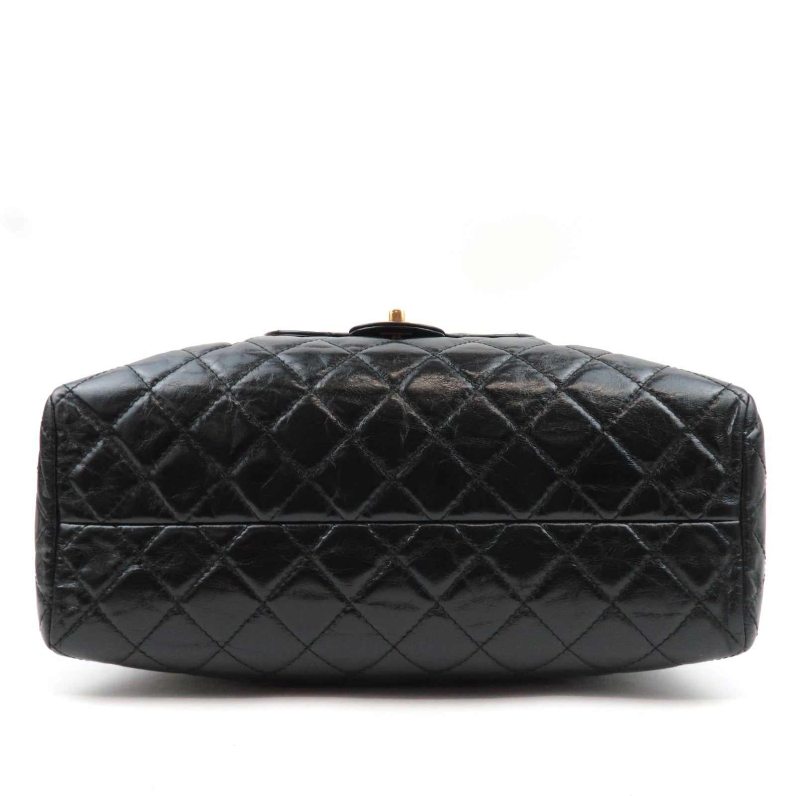 CHANEL Matelasse Chain Tote Bag Leather Black Gold HDW 20449651