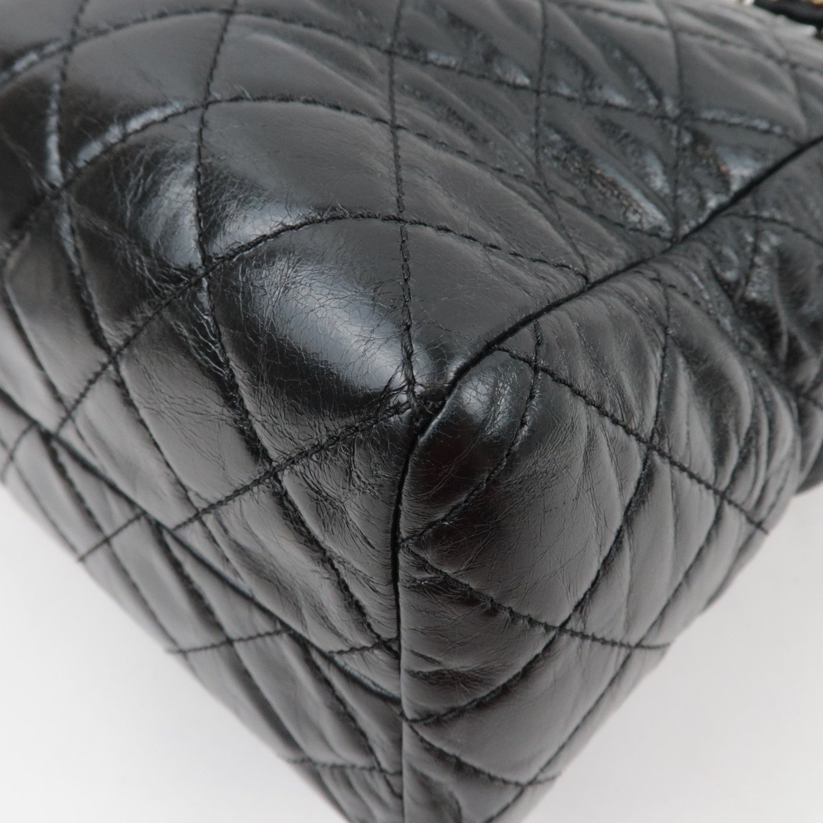 CHANEL Matelasse Chain Tote Bag Leather Black Gold HDW 20449651