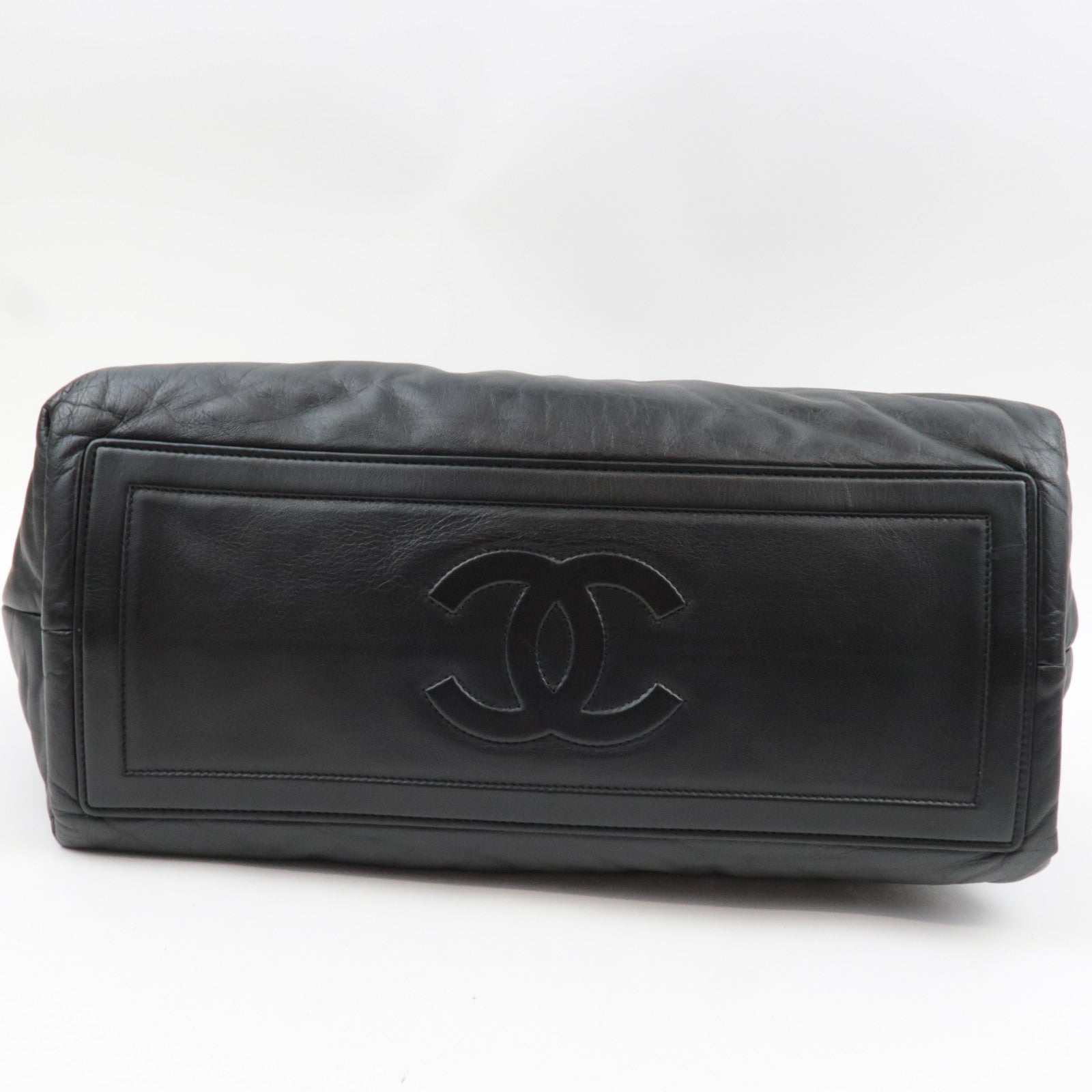 CHANEL Coco Cocoon Tote Bag Leather Black Silver HDW 14052139