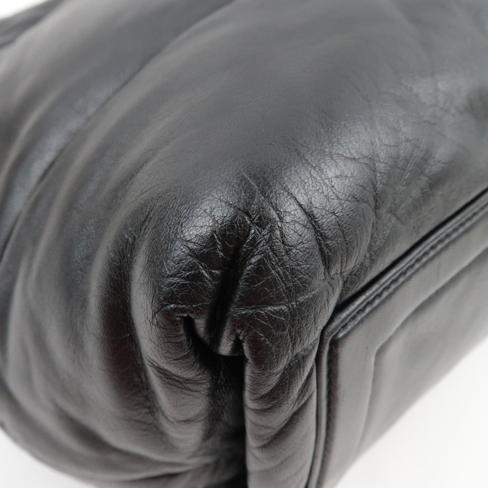 CHANEL Coco Cocoon Tote Bag Leather Black Silver HDW 14052139