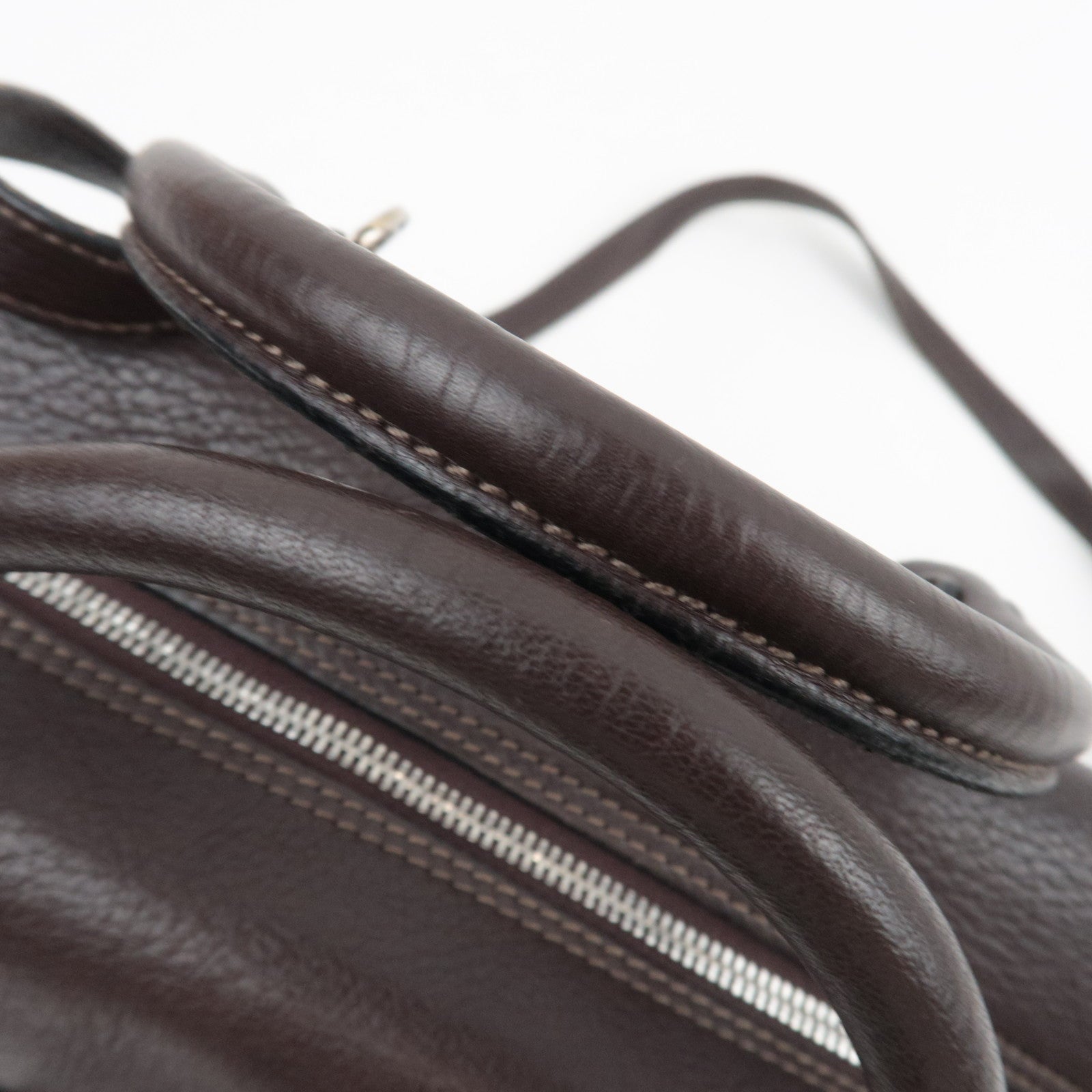 Ferragamo Gancini 2Way Handbag Leather Brown *Strap