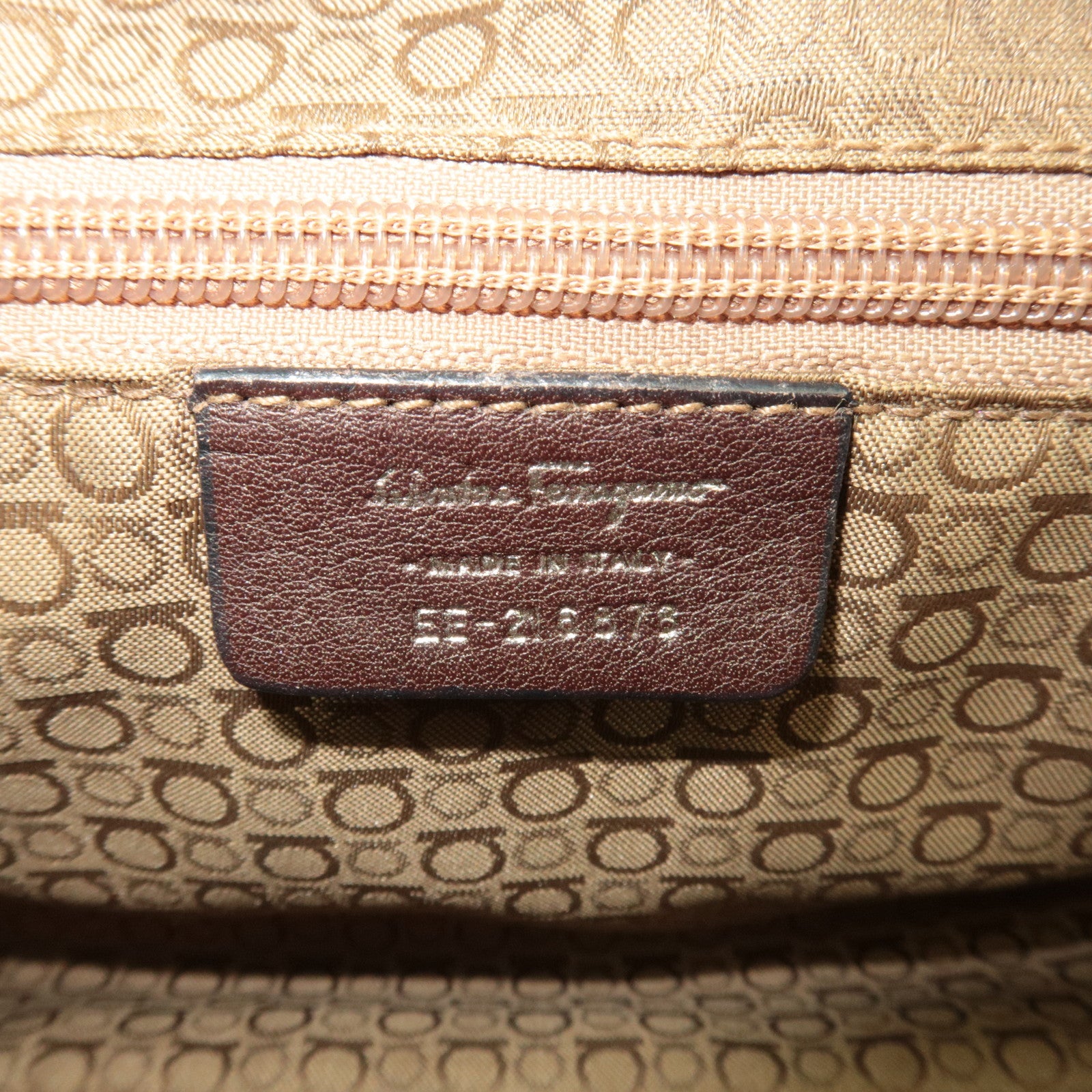 Ferragamo Gancini 2Way Handbag Leather Brown *Strap