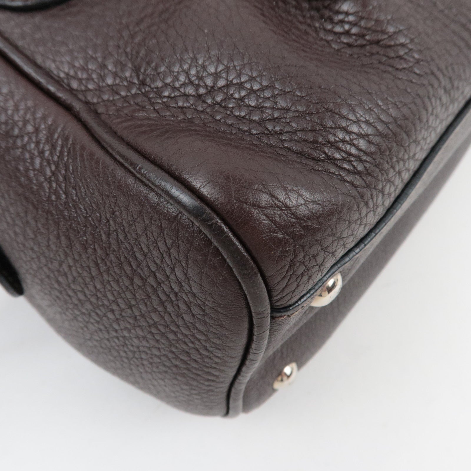 Ferragamo Gancini 2Way Handbag Leather Brown *Strap