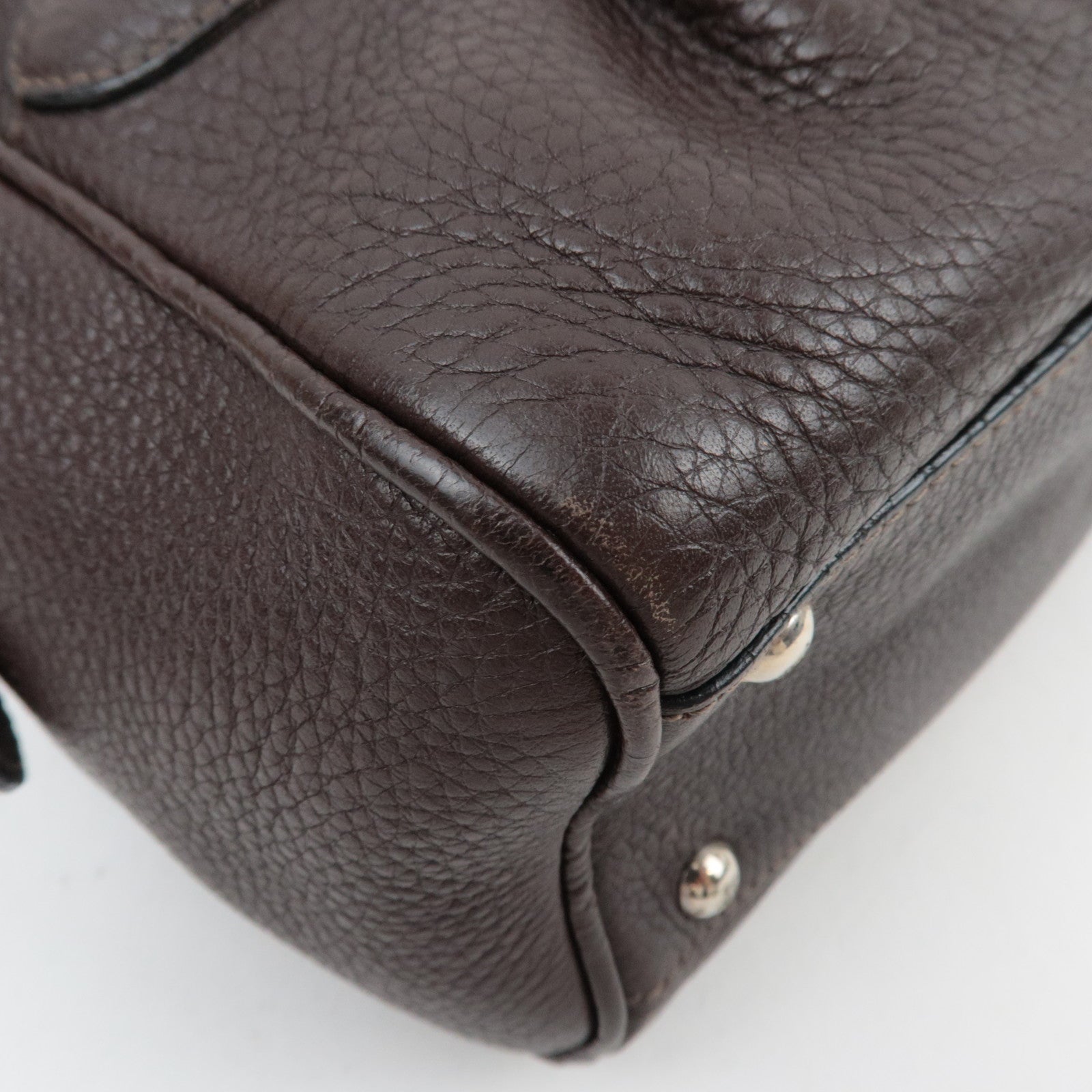 Ferragamo Gancini 2Way Handbag Leather Brown *Strap