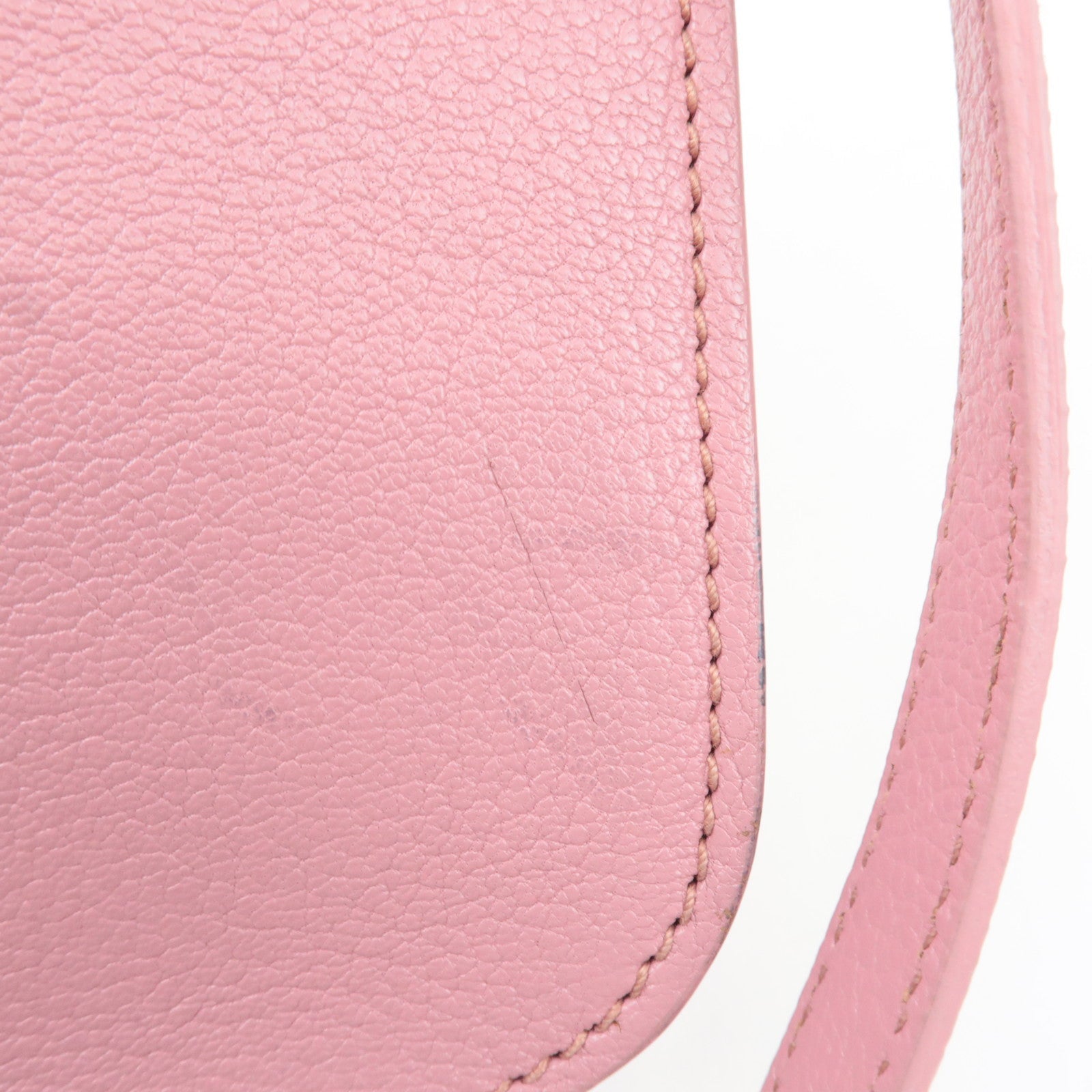 MIU MIU Madras 2Way Handbag Leather Pink