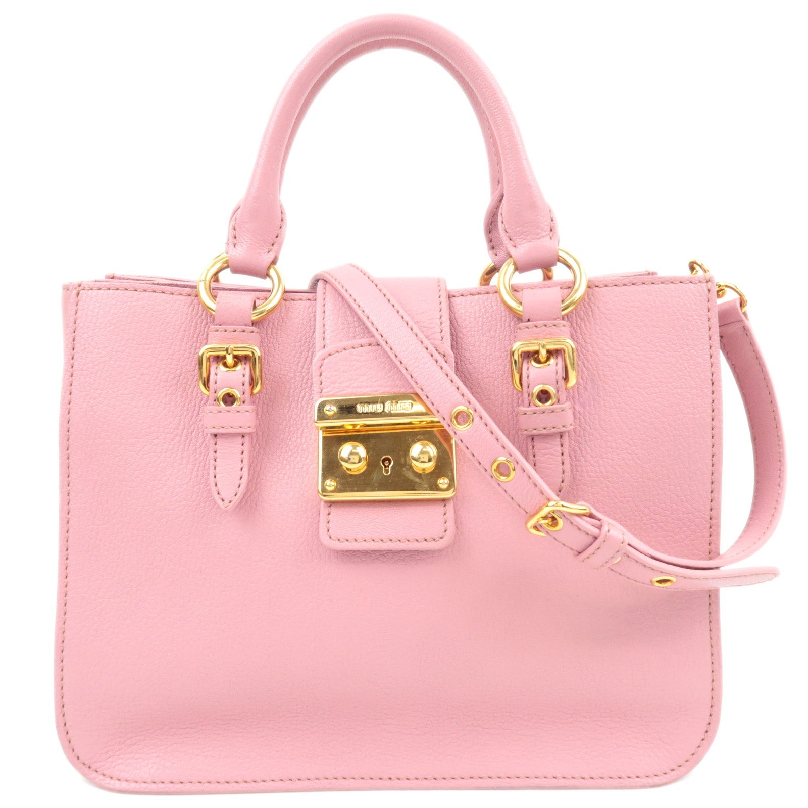 MIU MIU Madras 2Way Handbag Leather Pink82187