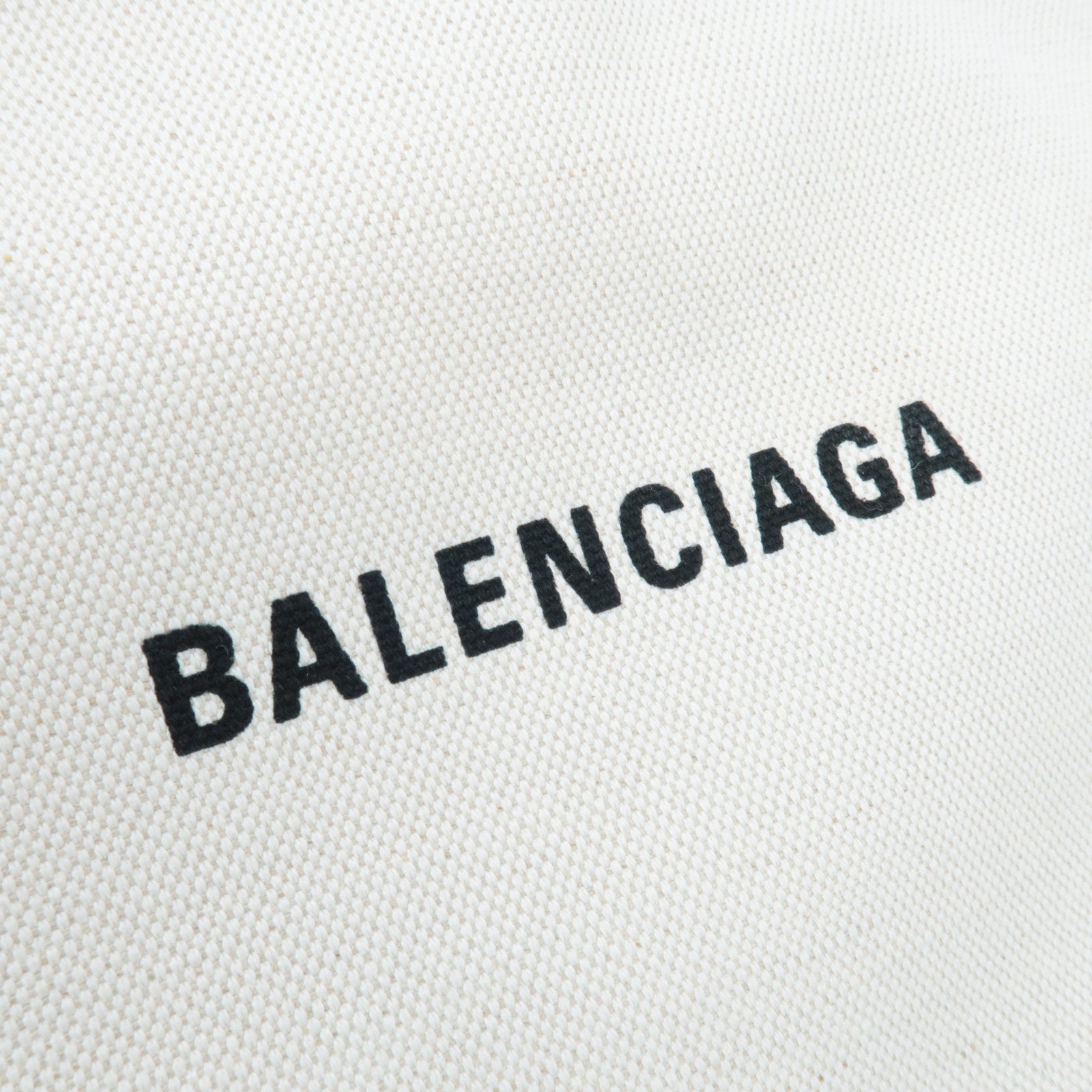 BALENCIAGA Navy Clutch Bag Canvas Leather Ivory Black 420407