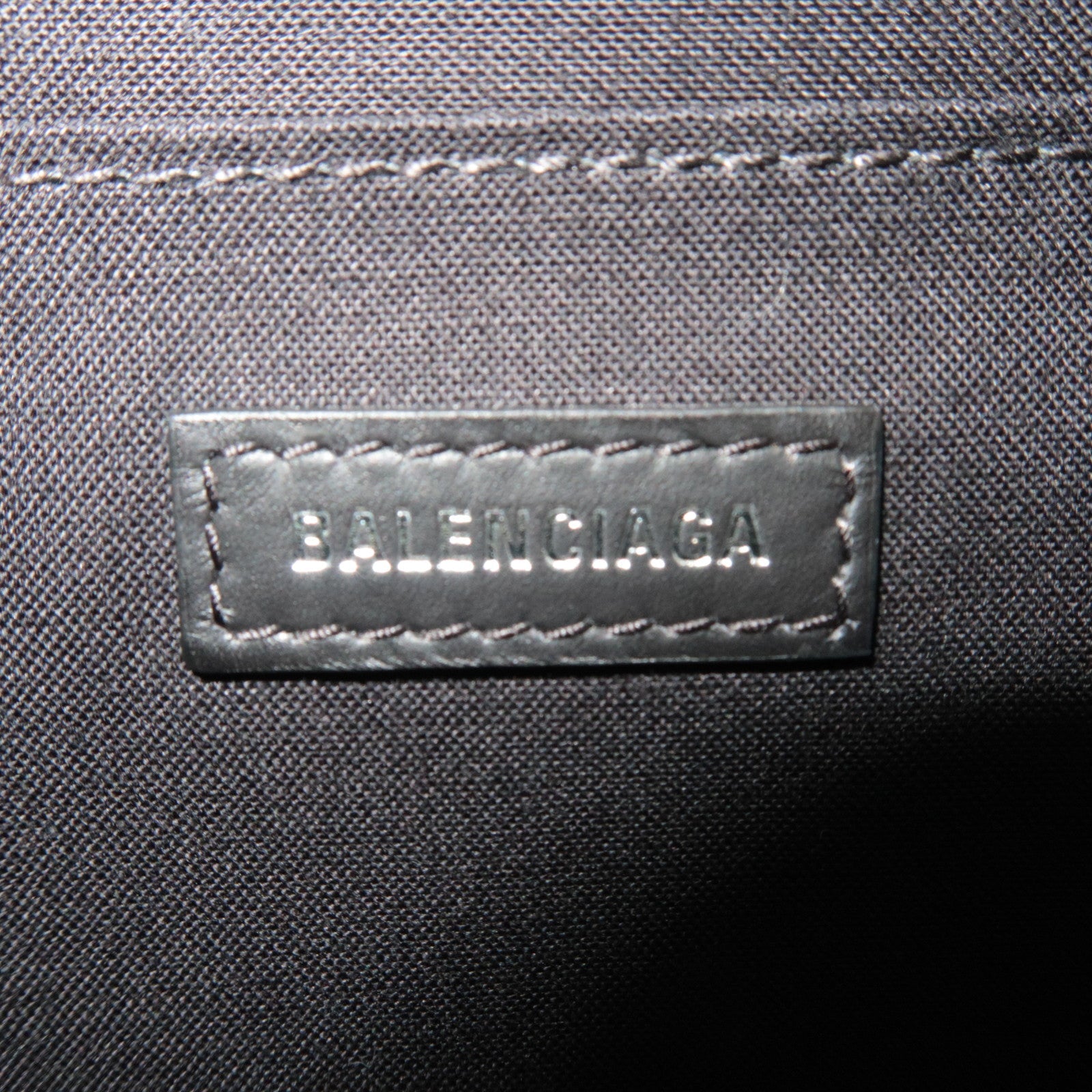 BALENCIAGA Navy Clutch Bag Canvas Leather Ivory Black 420407