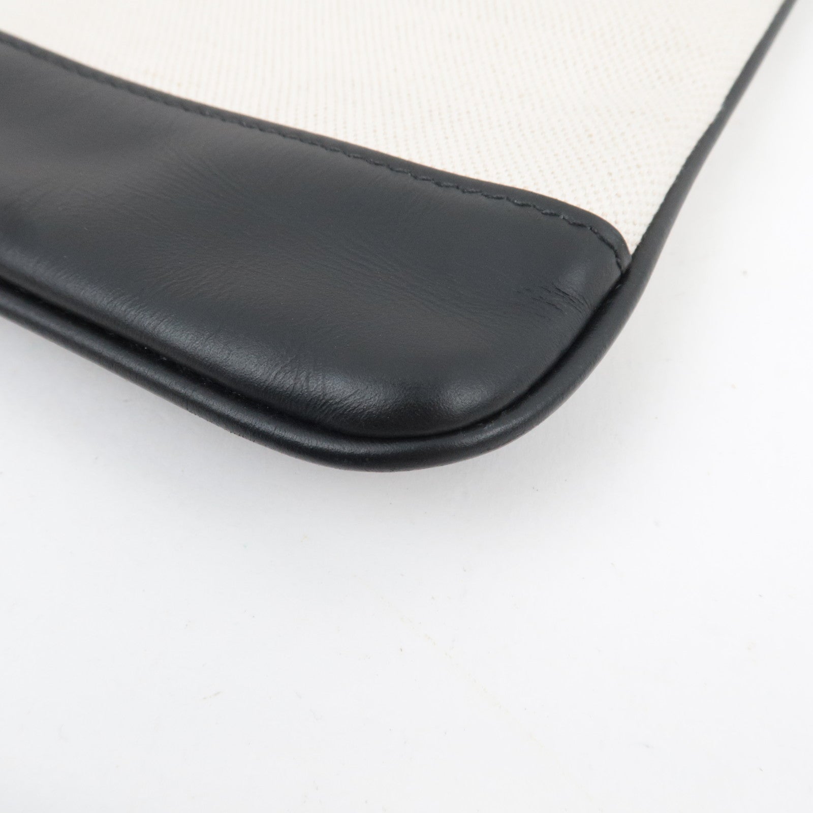 BALENCIAGA Navy Clutch Bag Canvas Leather Ivory Black 420407