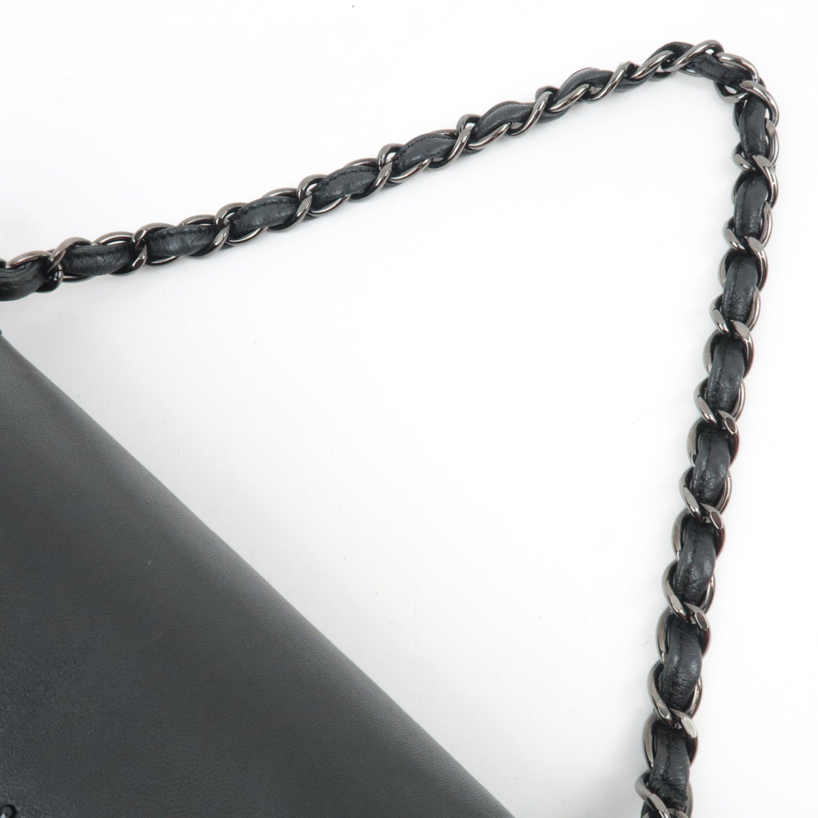 CHANEL Studs Coco Mark Chain Shoulder Bag Leather Black 12341648 *G card