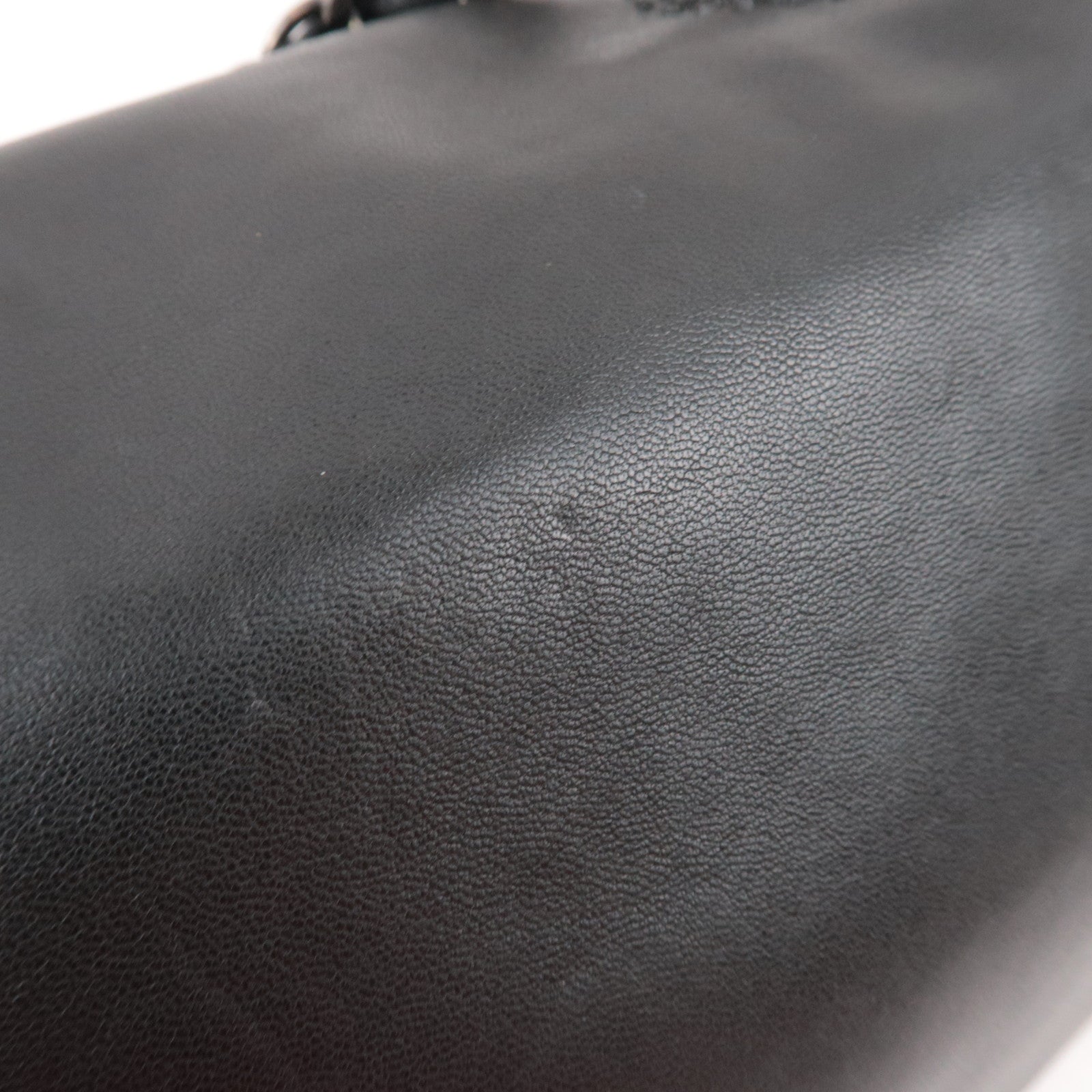 CHANEL Studs Coco Mark Chain Shoulder Bag Leather Black 12341648 *G card